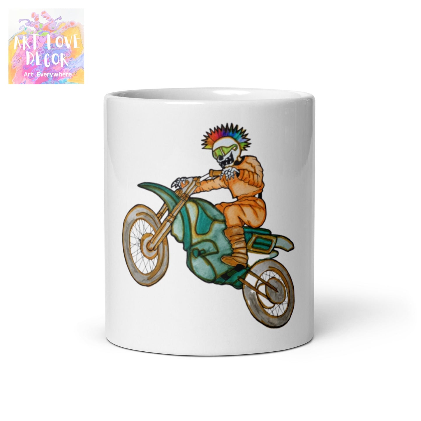Bikerbones Mohawk White Glossy Mug