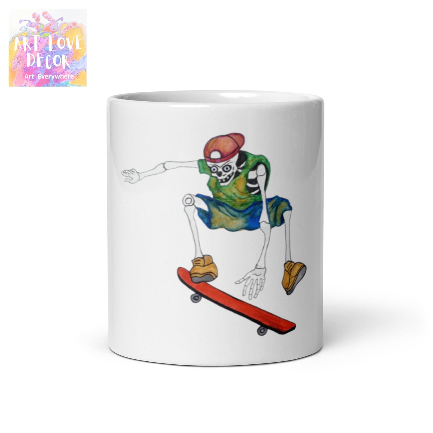 Skaterbones Jump White glossy mug