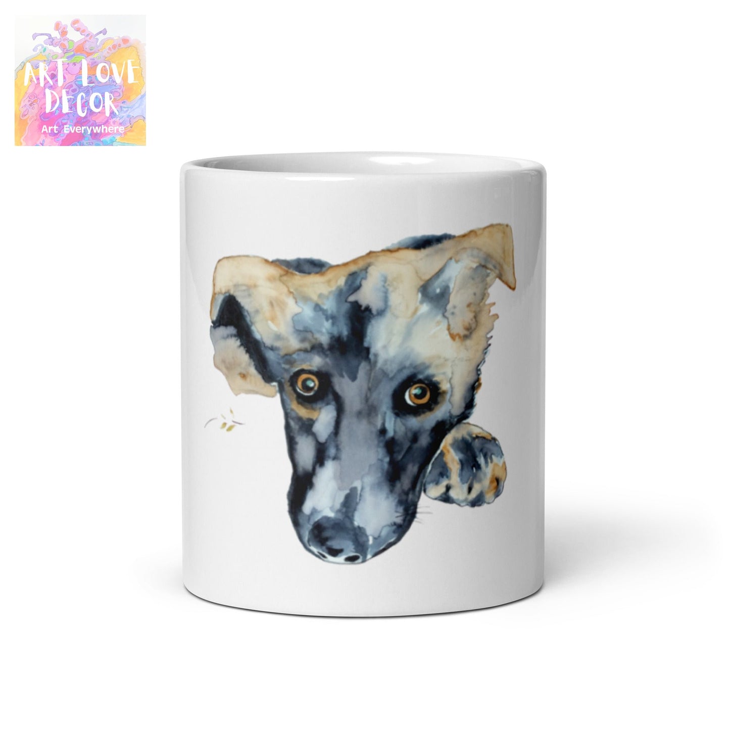 Dog Eyes White glossy mug
