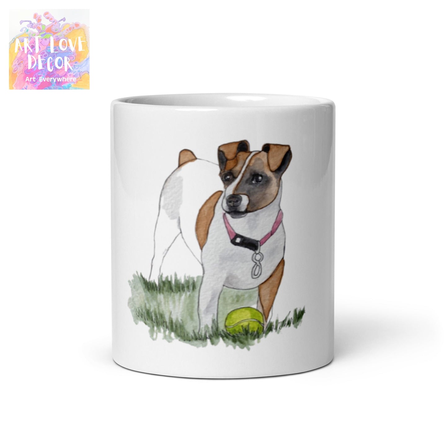 Dog & Ball white glossy mug