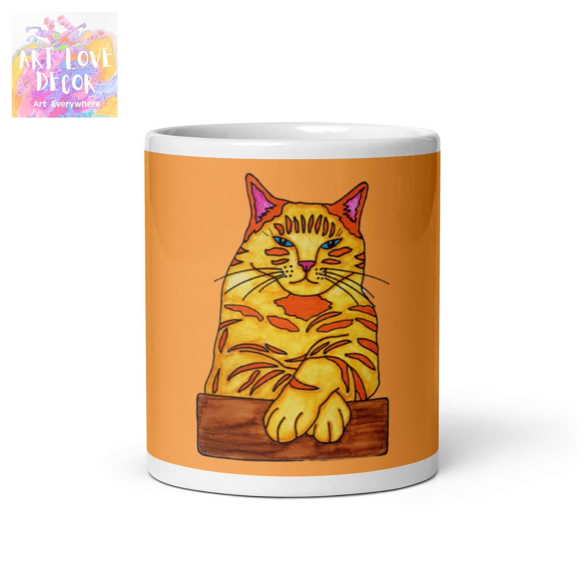 Big Ginger Cat White glossy mug - Art Love Decor