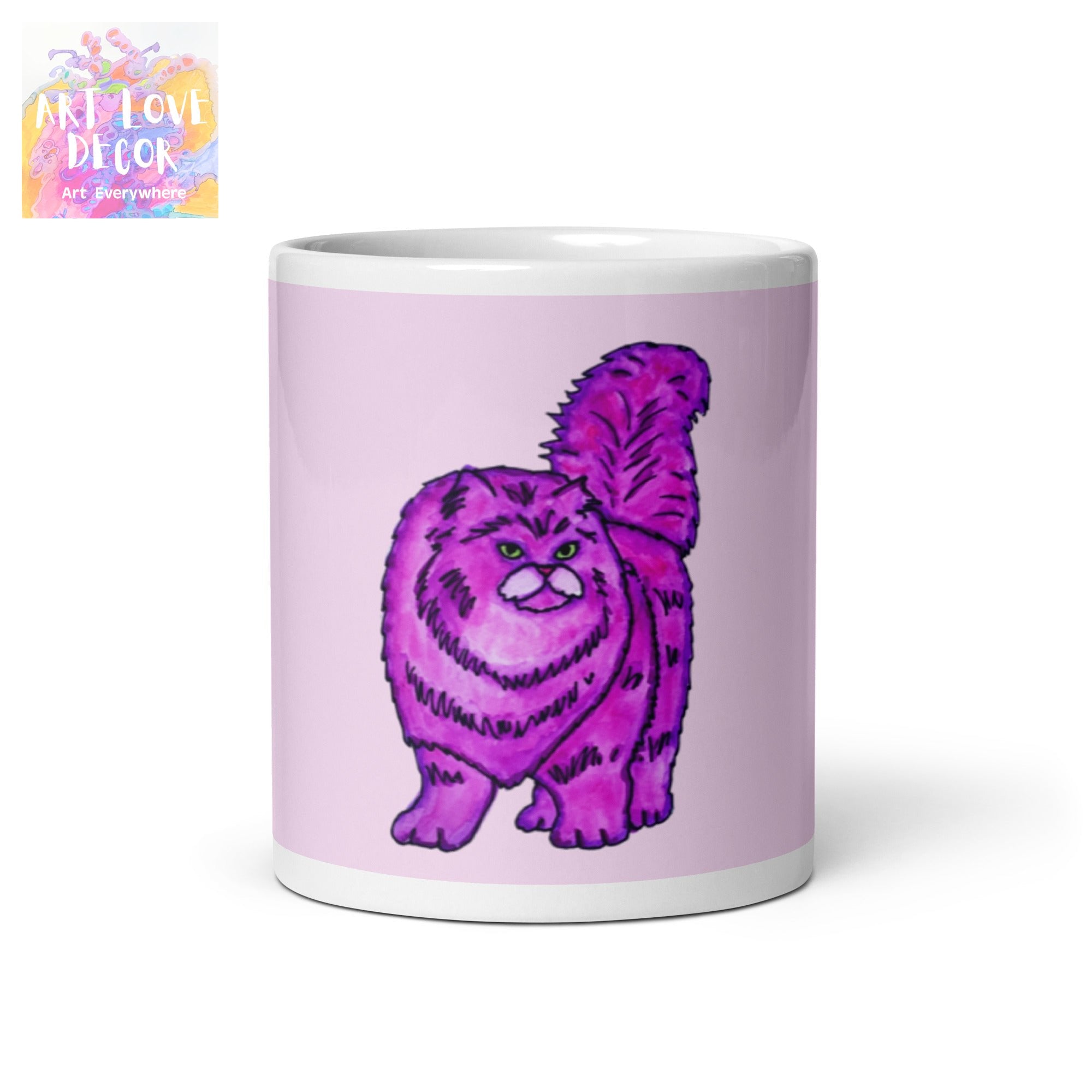 Big Persian Cat White glossy mug - Art Love Decor