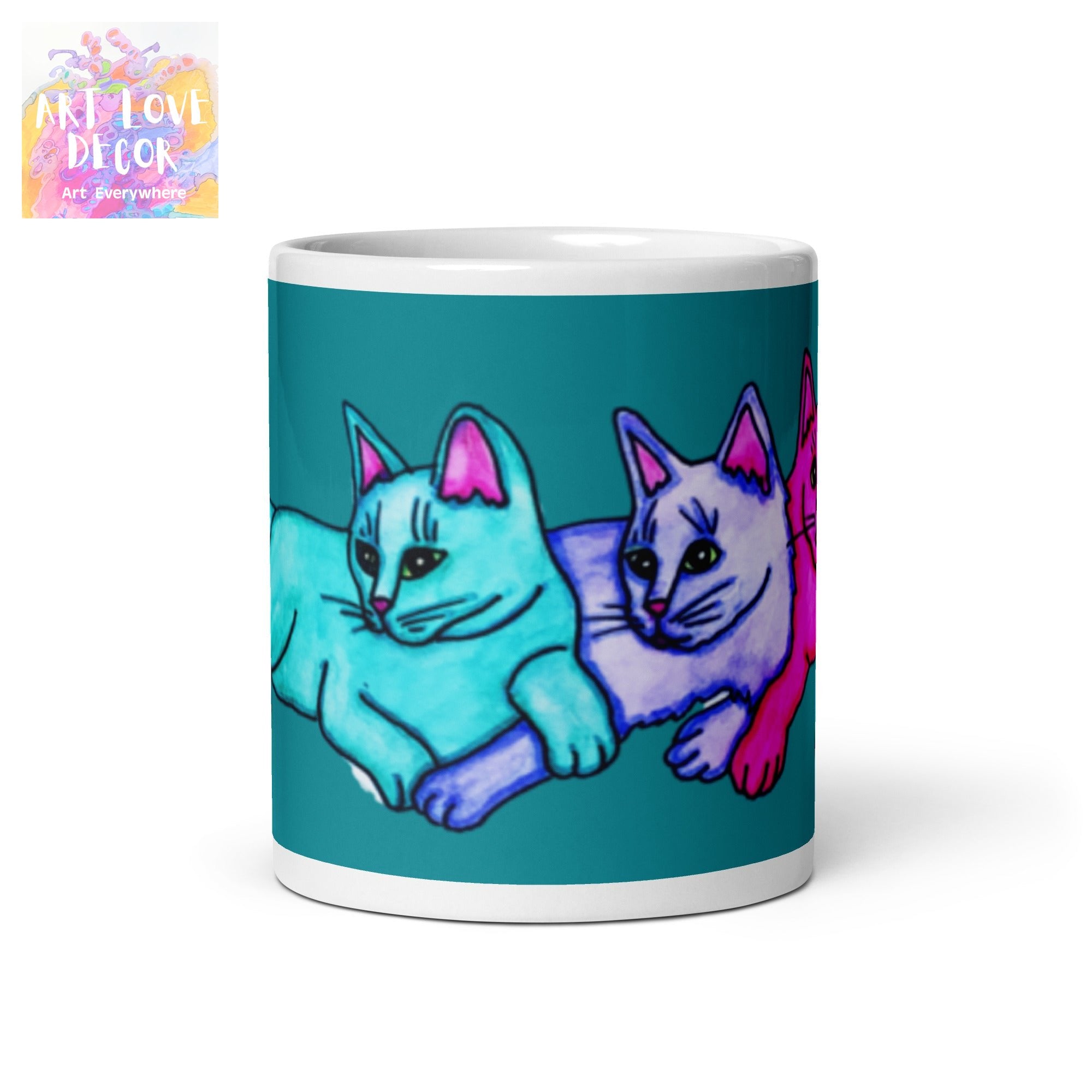 Color Cats White glossy mug - Art Love Decor