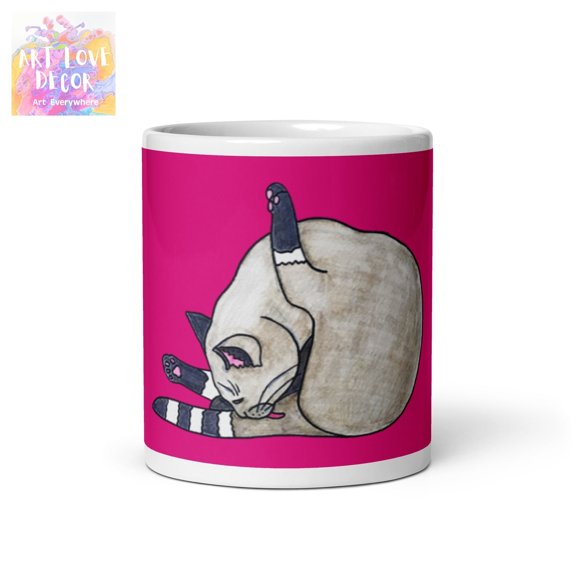 Bath Time Cat White glossy mug - Art Love Decor