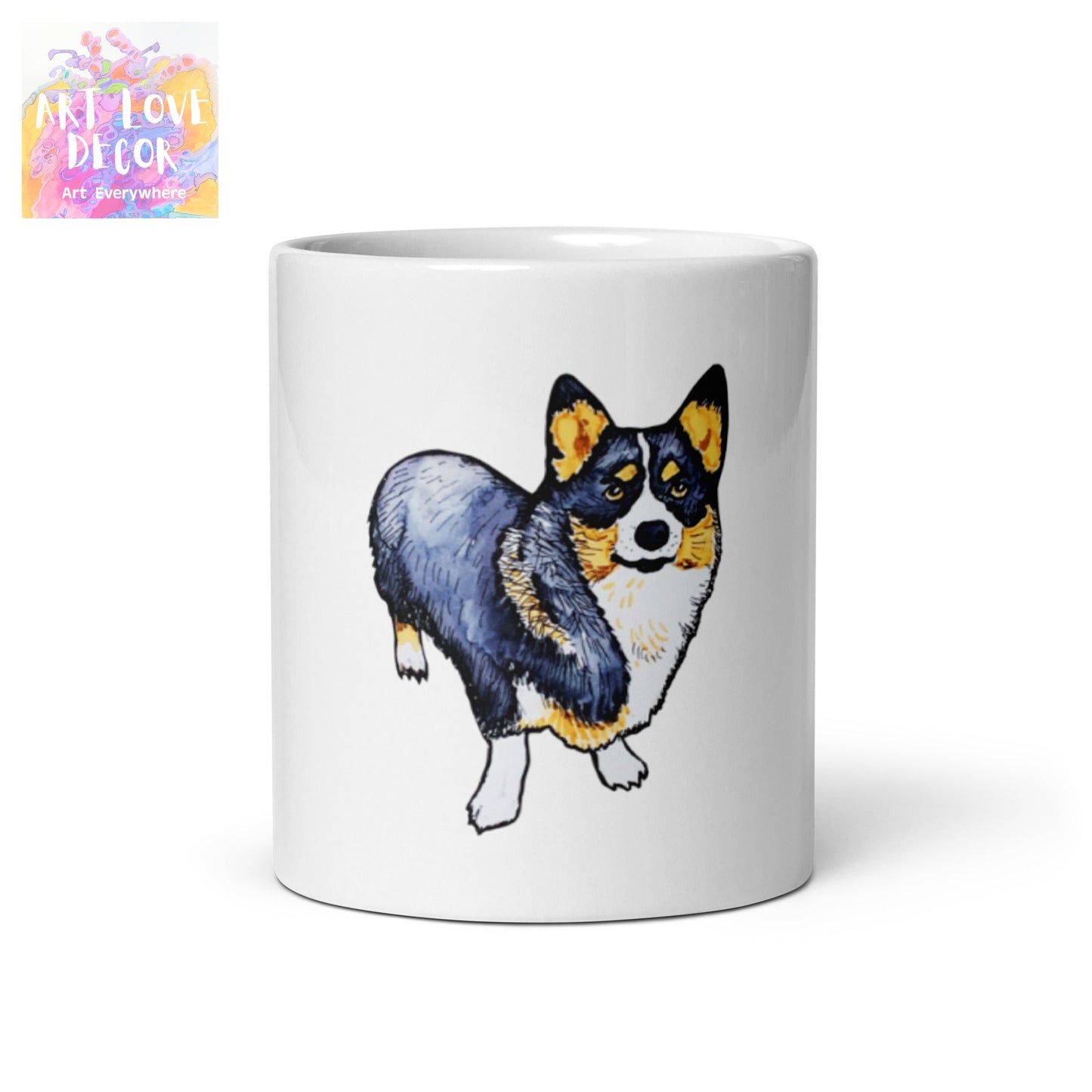Corgi Dog White glossy mug