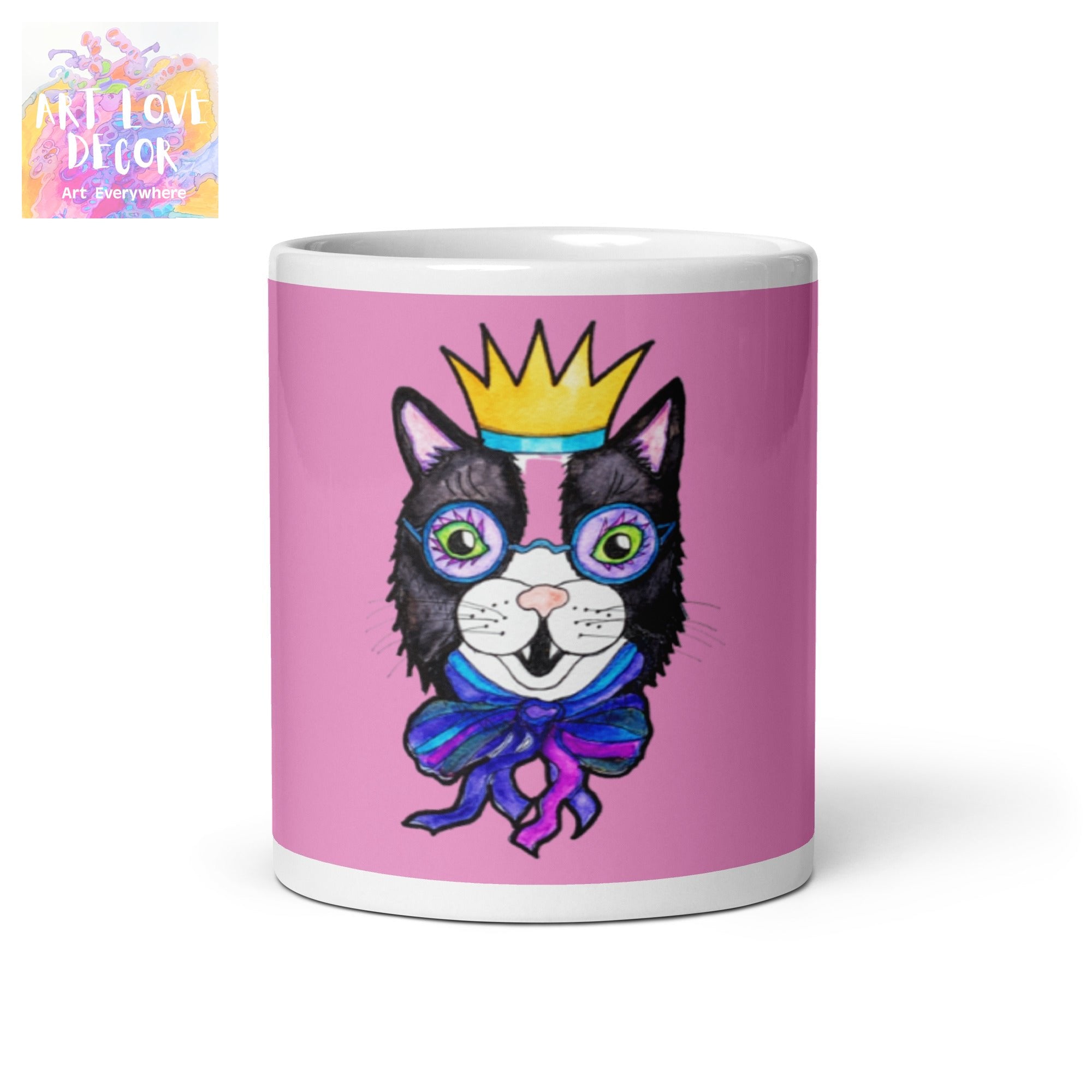 Kitty Cat Crown White glossy mug - Art Love Decor