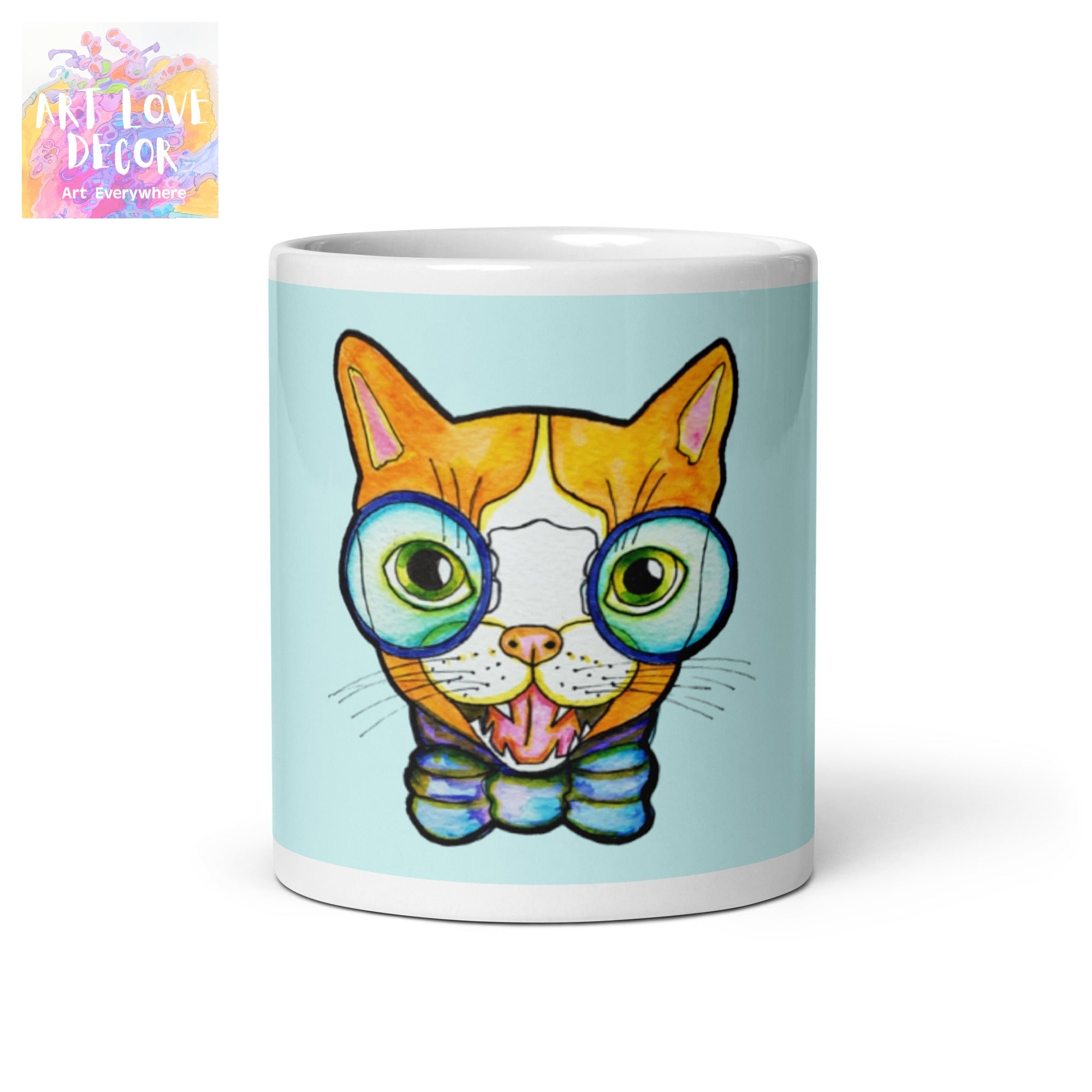 Kitty Cat Smile White glossy mug - Art Love Decor
