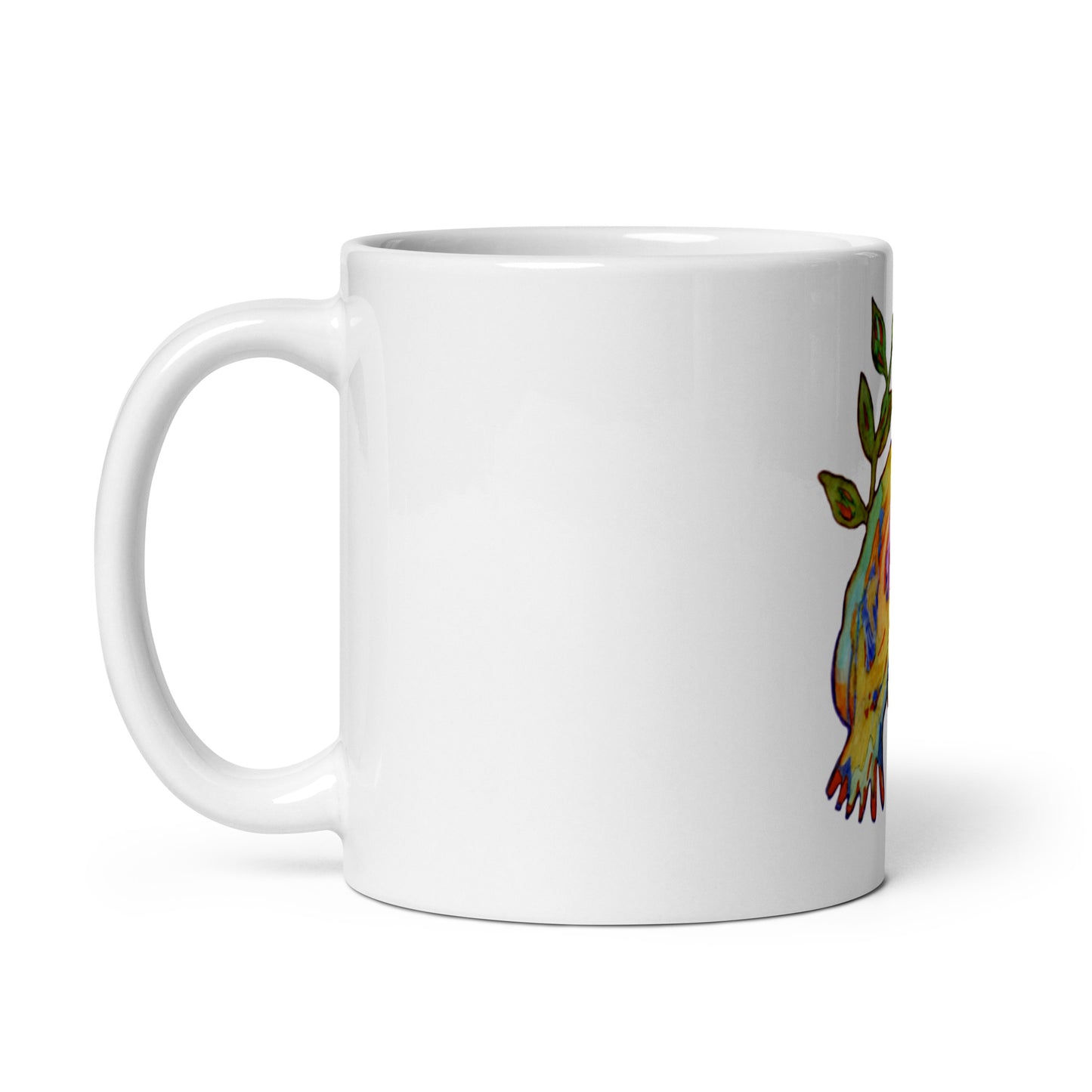 Yellow Bird White glossy mug