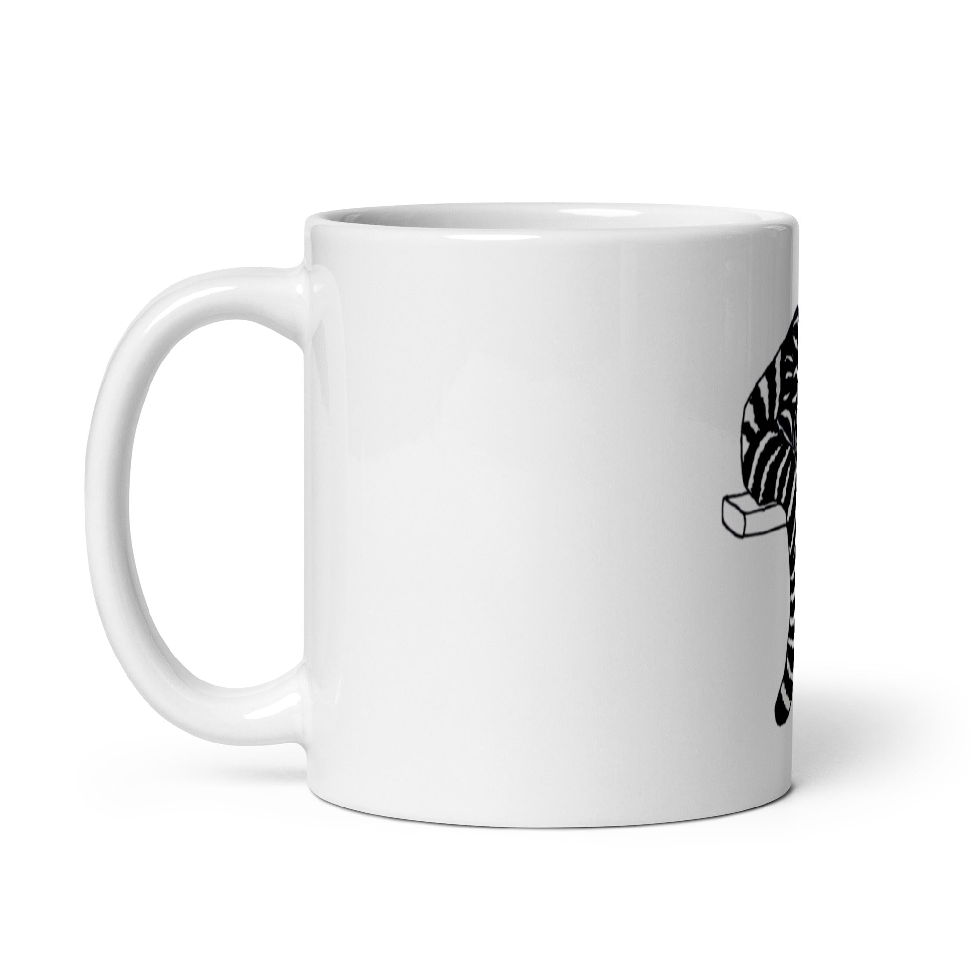 Striped Cat White glossy mug - Art Love Decor