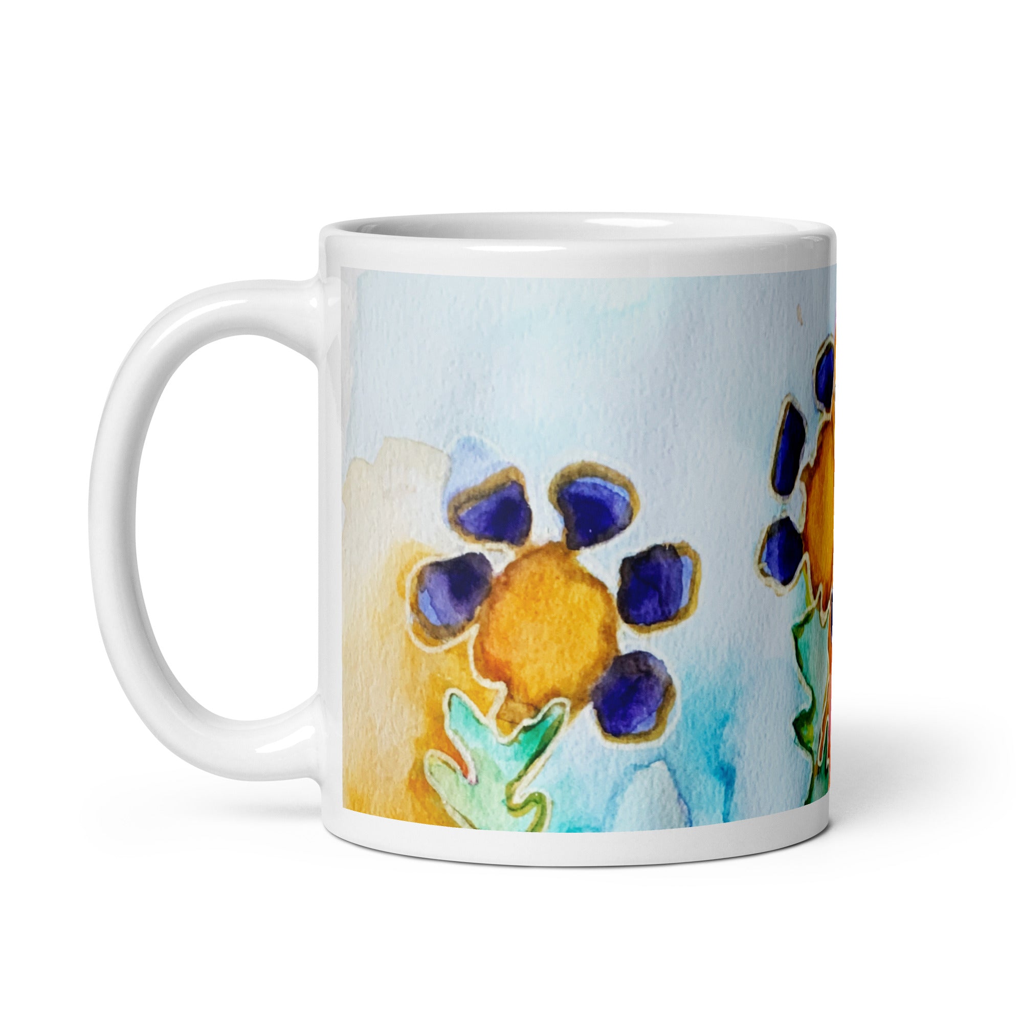 Dark Blooms Abstract White glossy mug - Art Love Decor