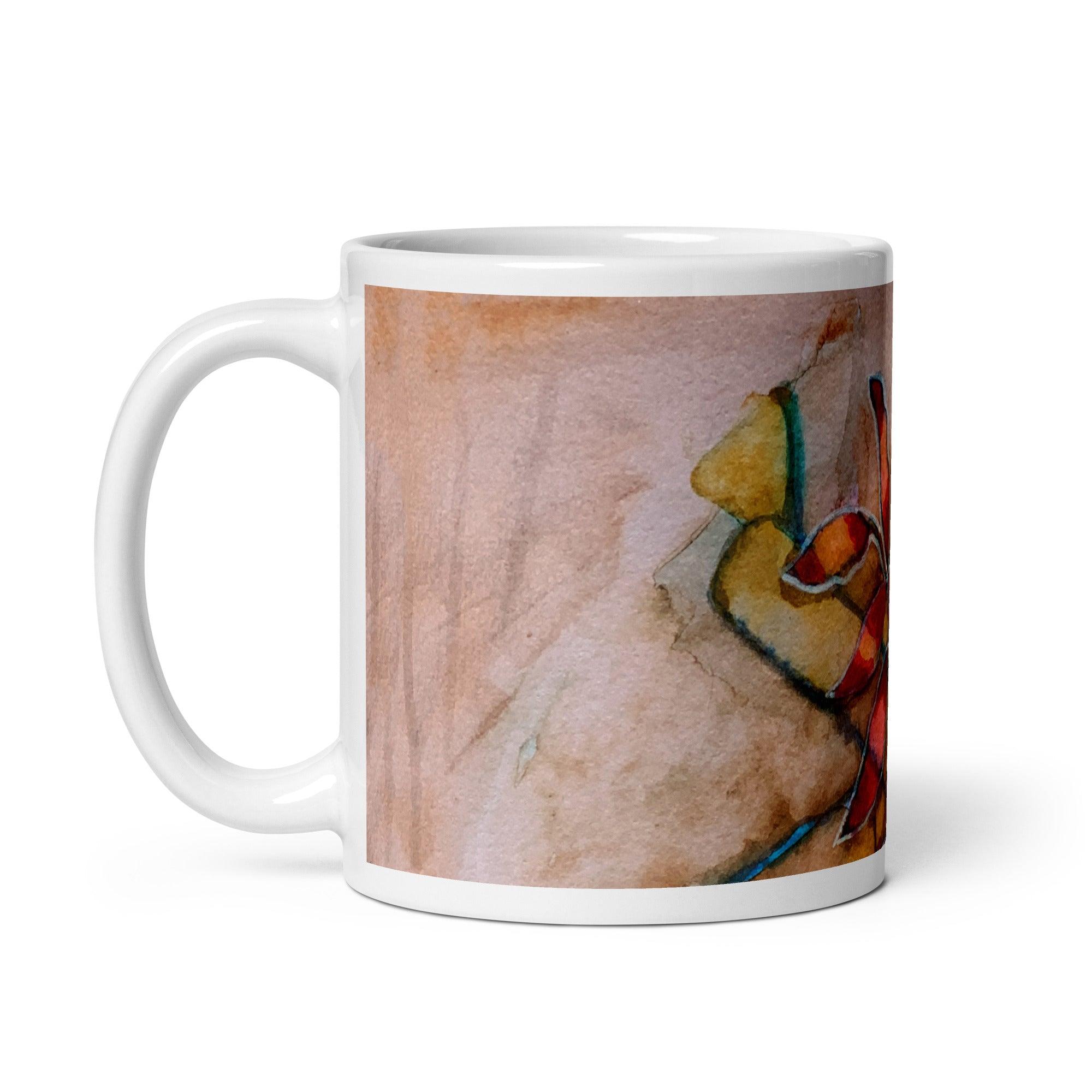 Red Leaves Abstract White glossy mug - Art Love Decor