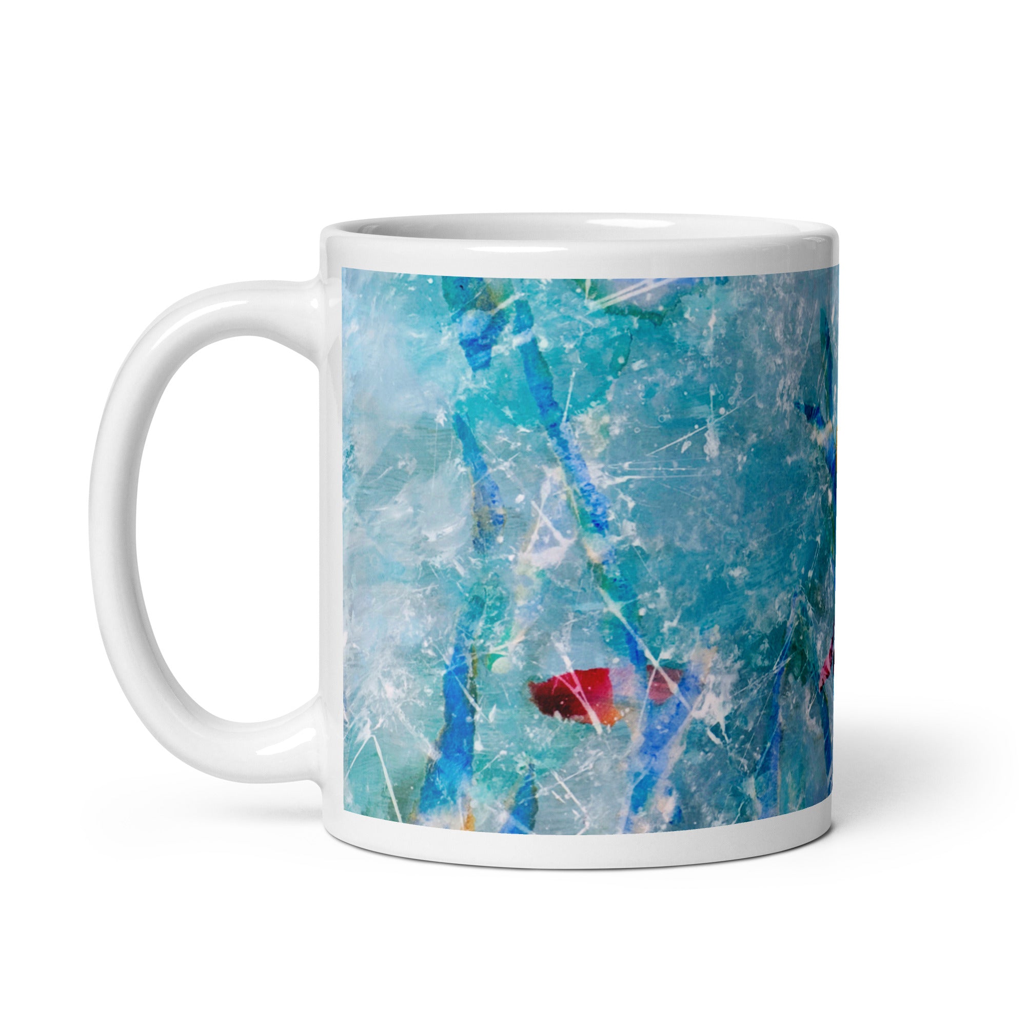 Aqua Sea Abstract White glossy mug - Art Love Decor