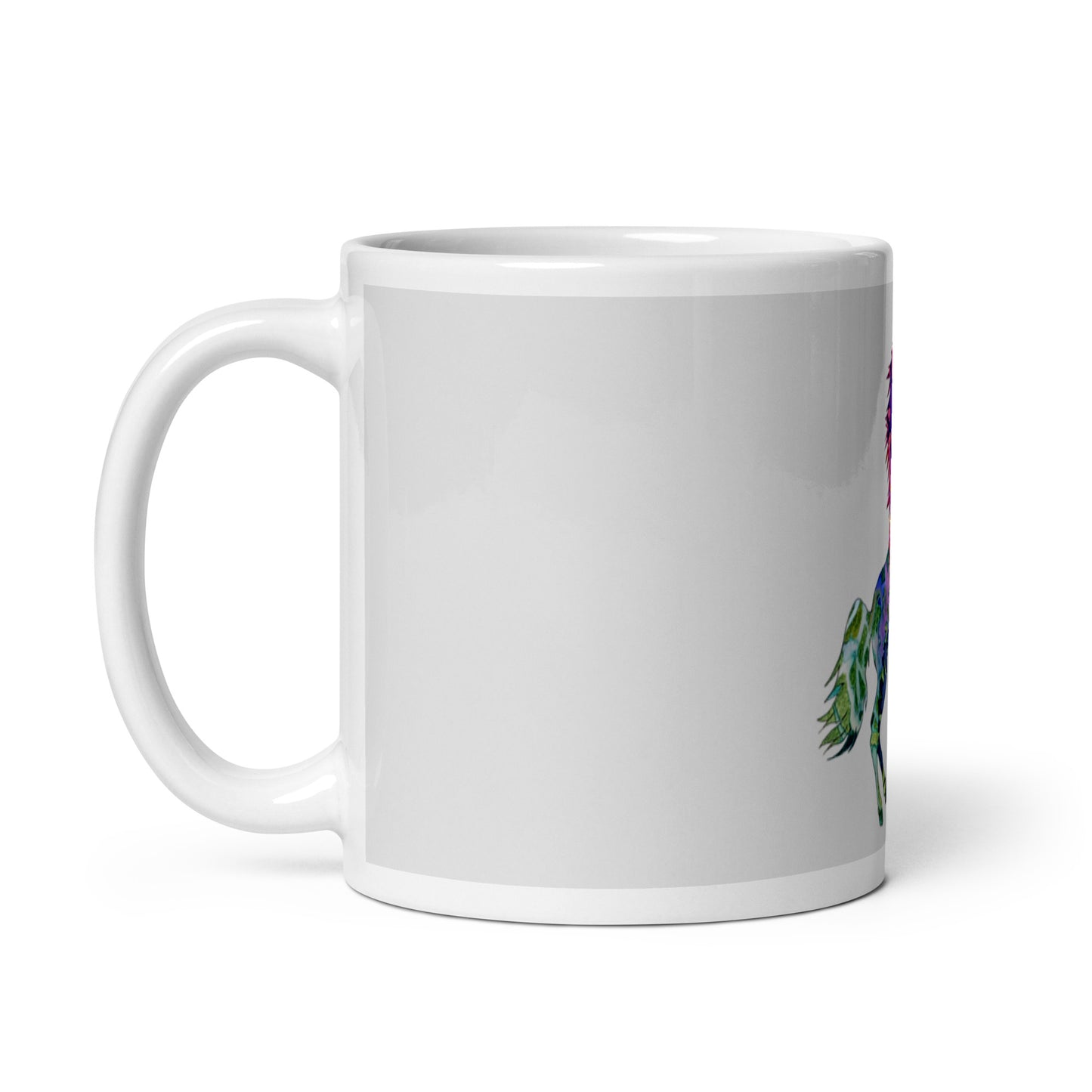Bucking Horse Unicorn White glossy mug