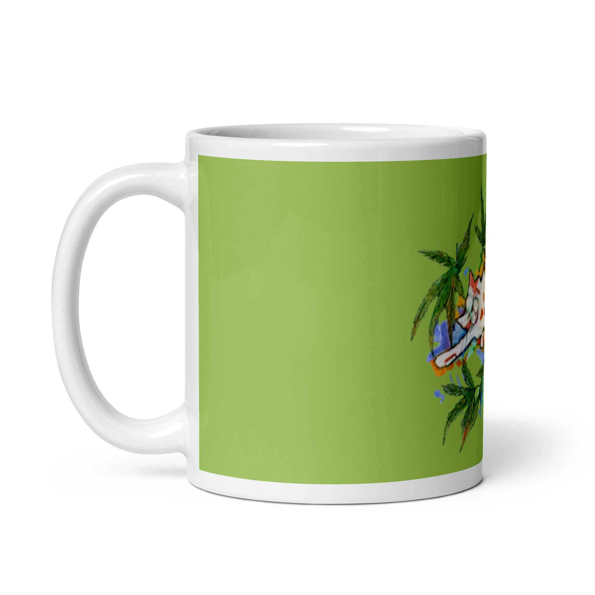 Cannabis Cat White glossy mug - Art Love Decor