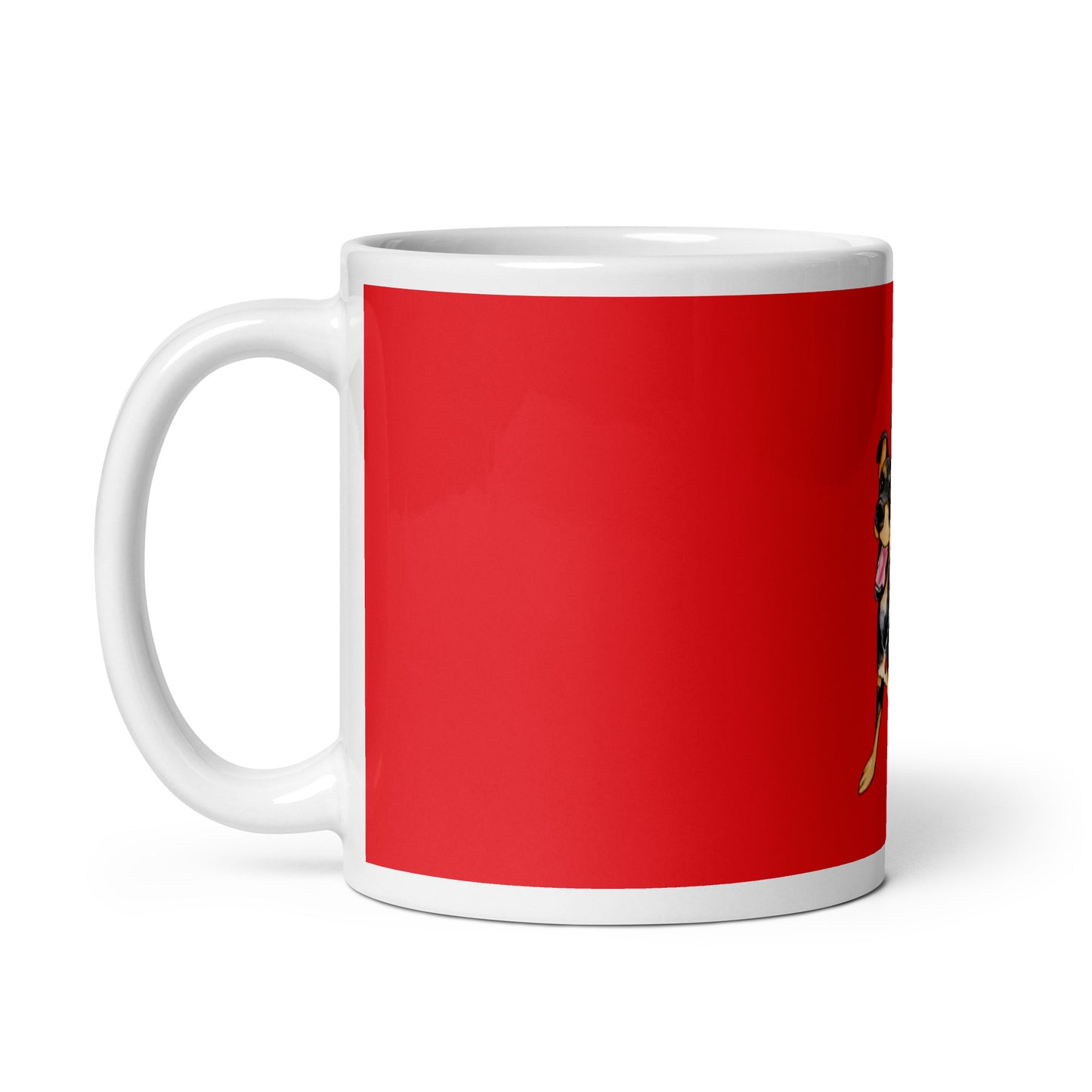 Happy Dog red glossy mug