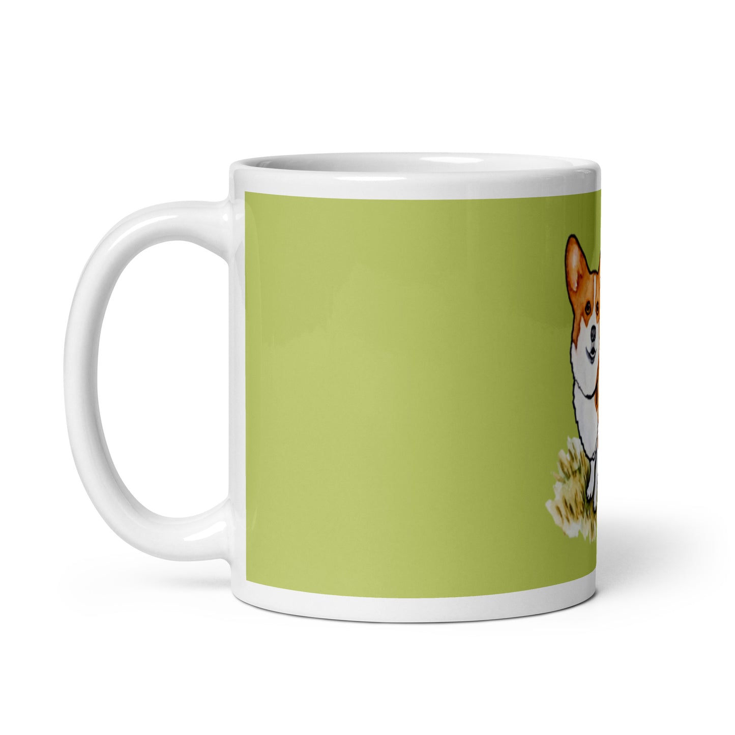 Corgi Dog green glossy mug