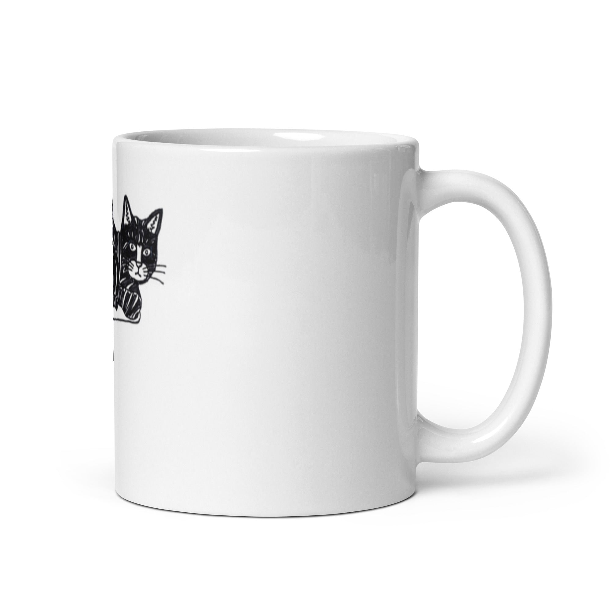Striped Cat White glossy mug - Art Love Decor