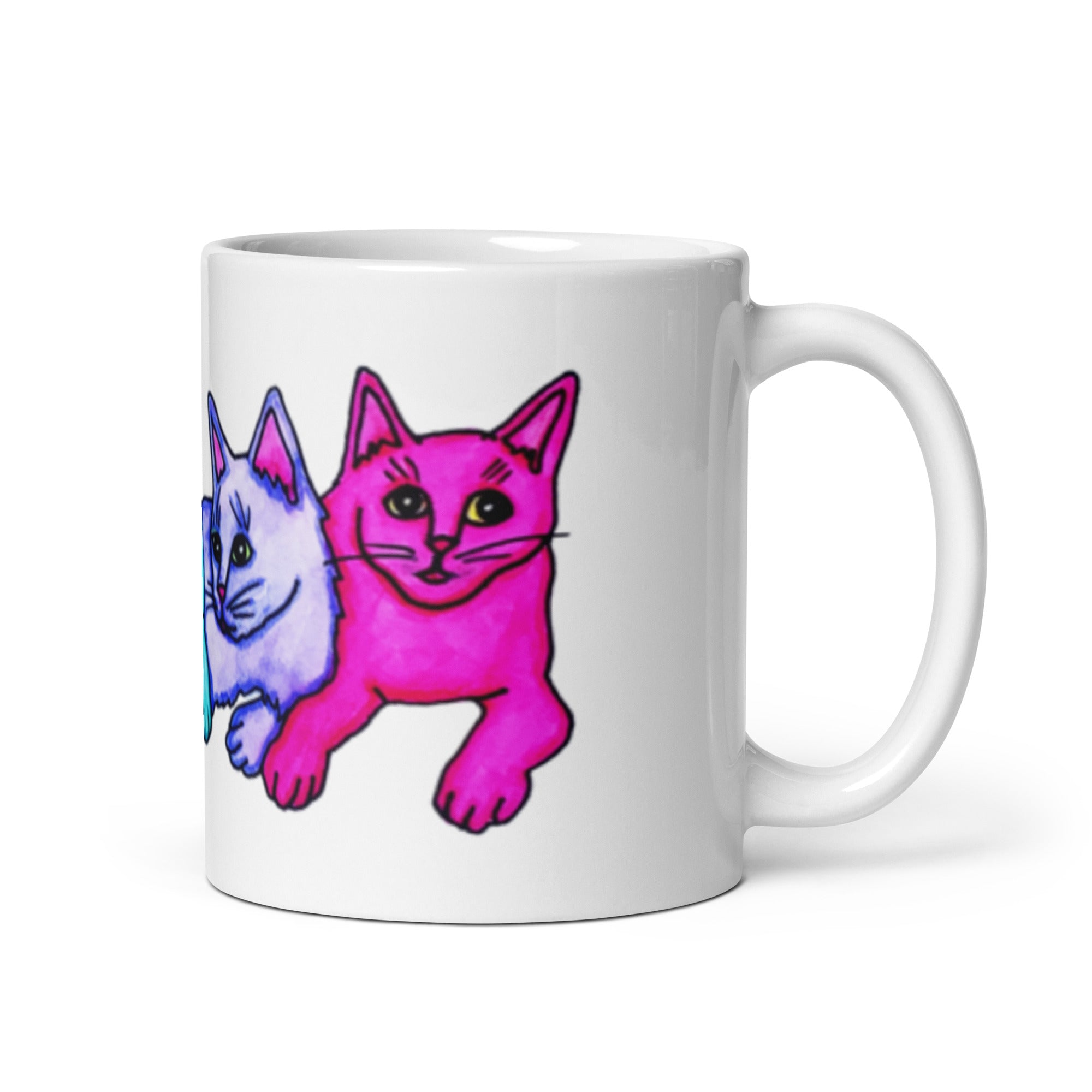 Three Color Cats White glossy mug - Art Love Decor