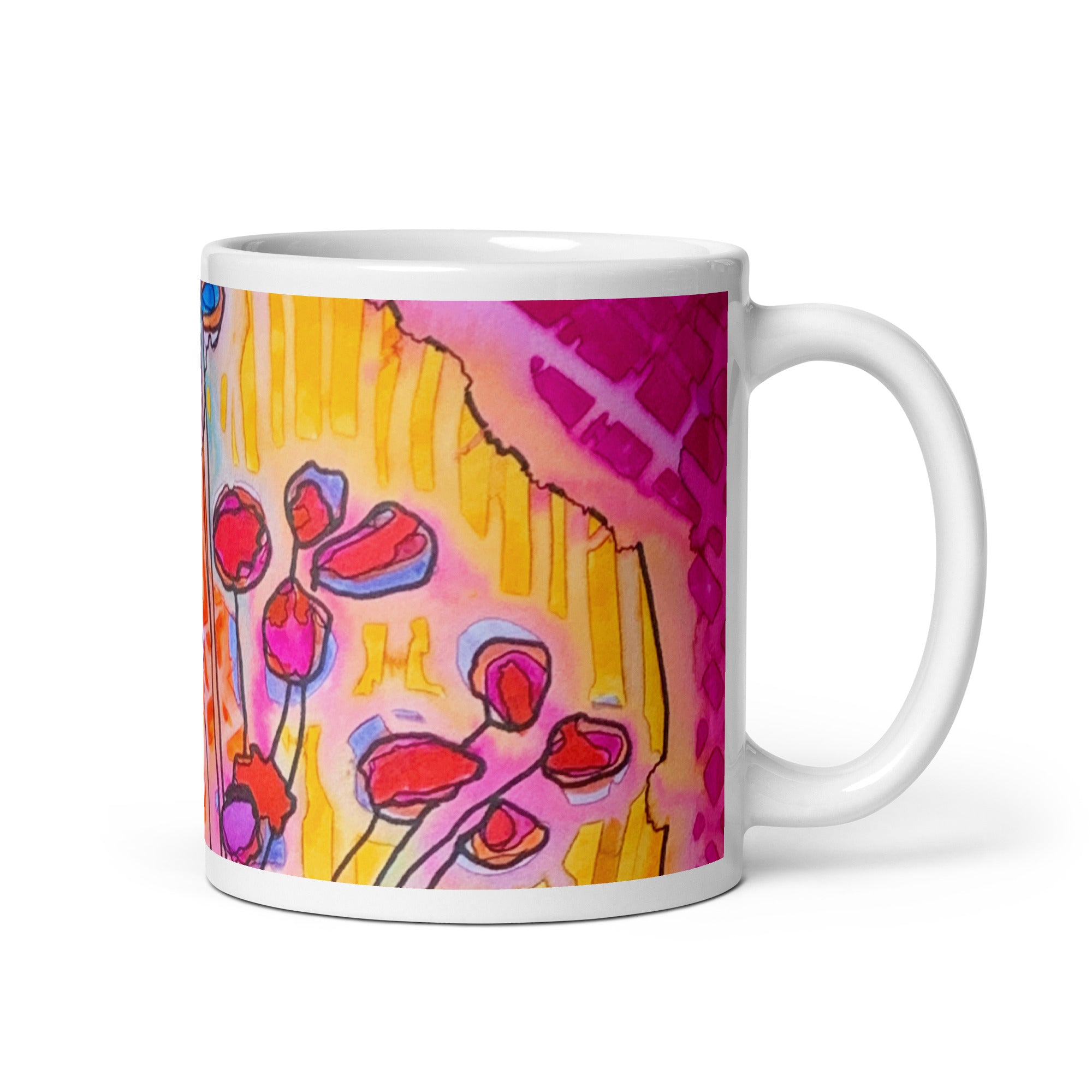 Flower Pot Abstract White glossy mug - Art Love Decor