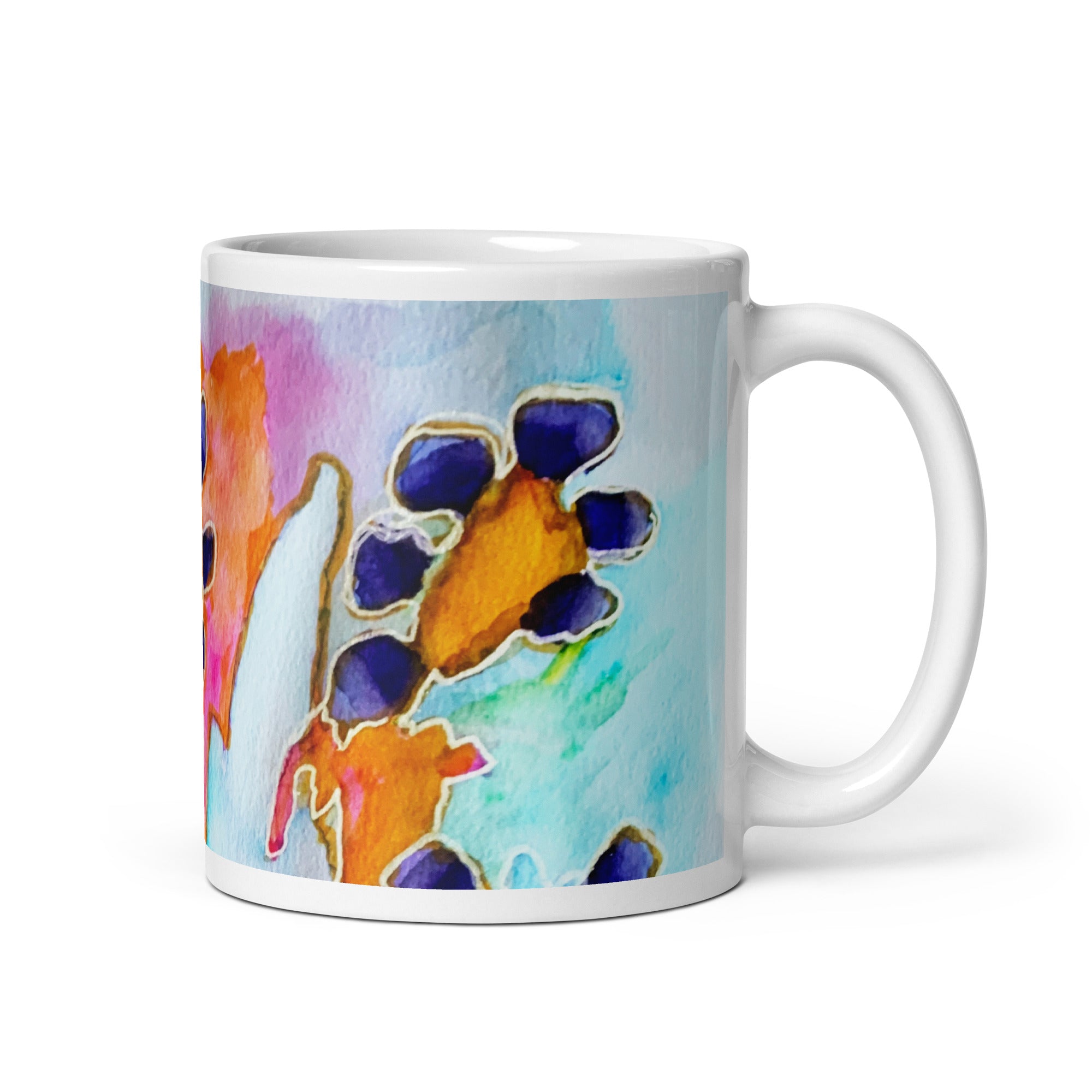 Dark Blooms Abstract White glossy mug - Art Love Decor