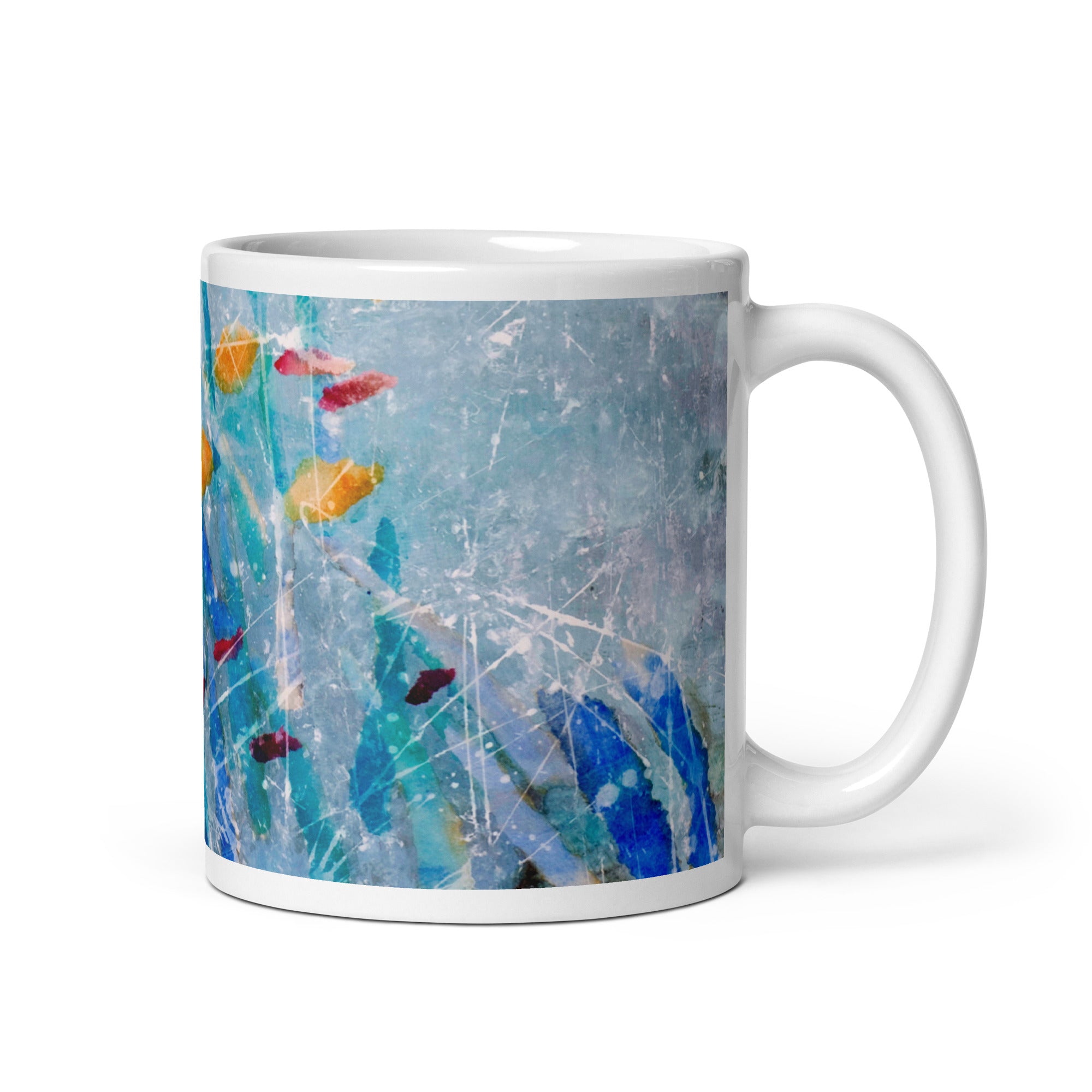 Aqua Sea Abstract White glossy mug - Art Love Decor