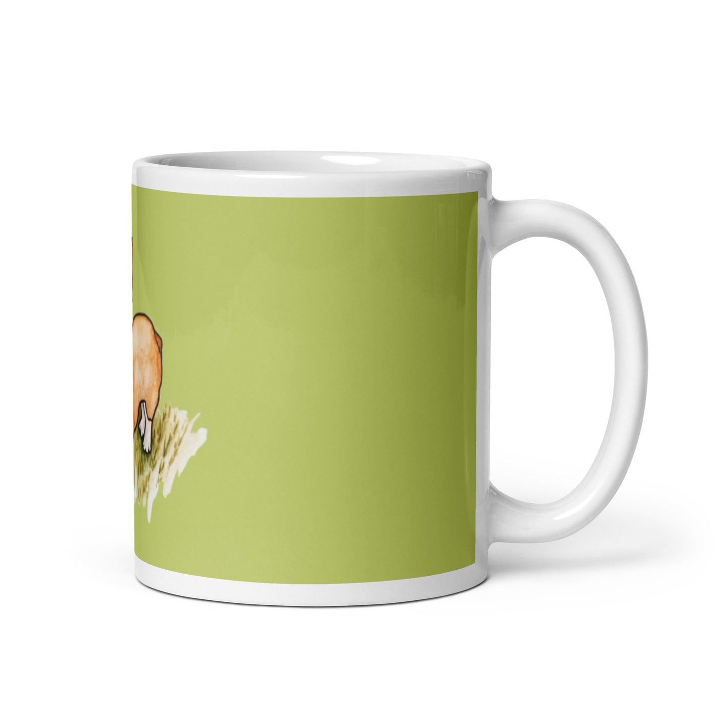 Corgi Dog green glossy mug