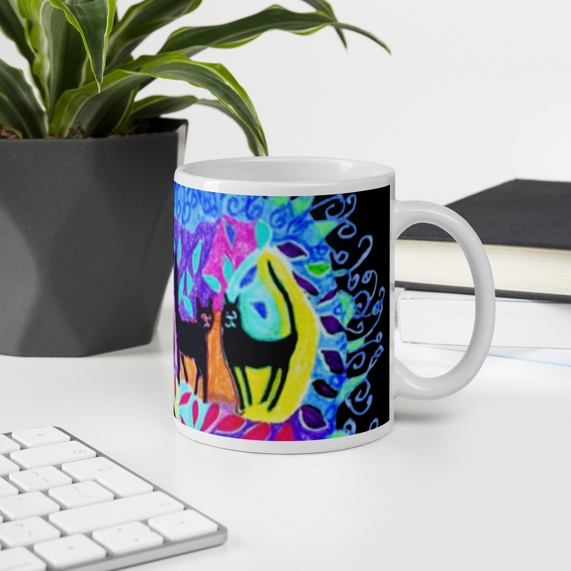 Five Black Cats glossy mug - Art Love Decor