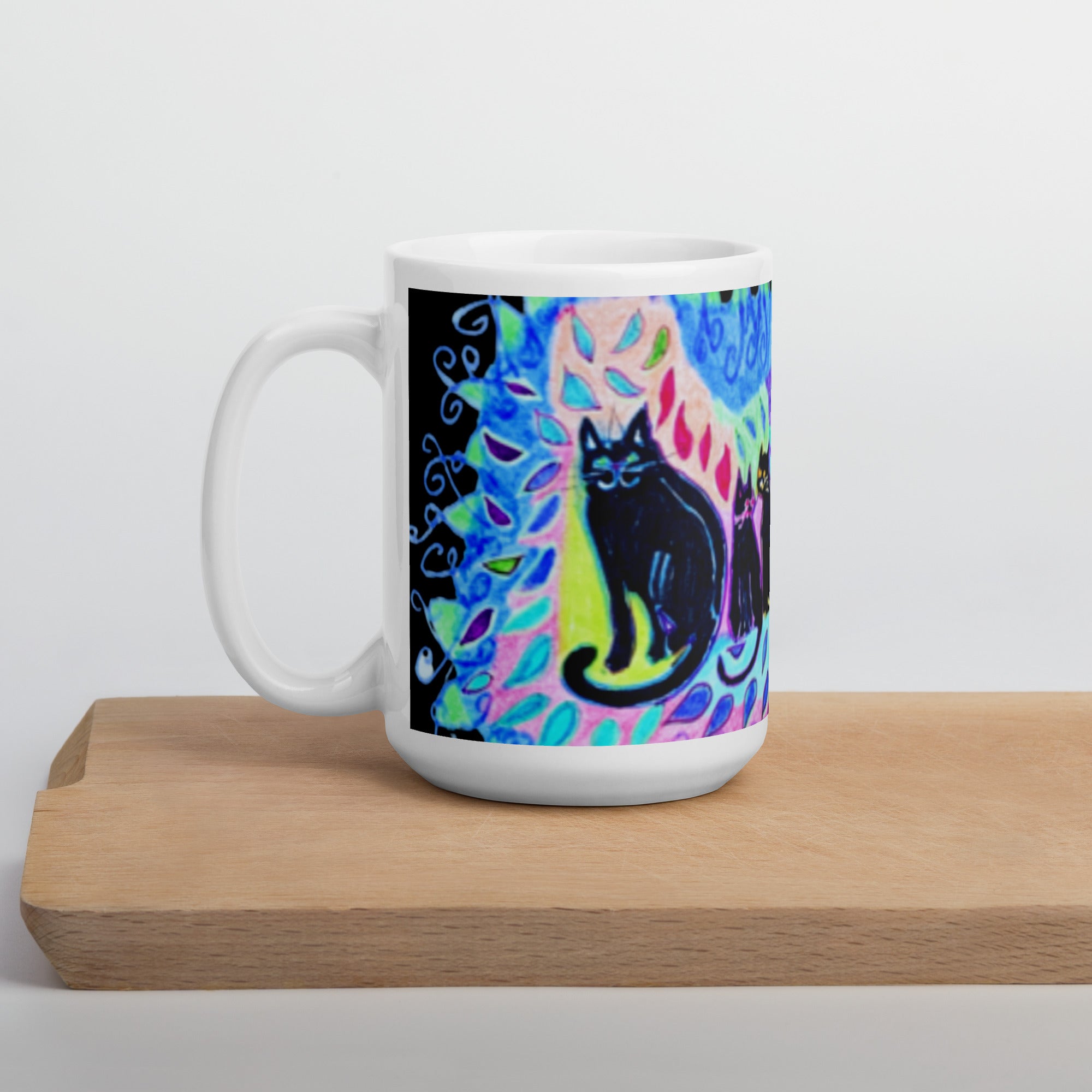 Five Black Cats glossy mug - Art Love Decor