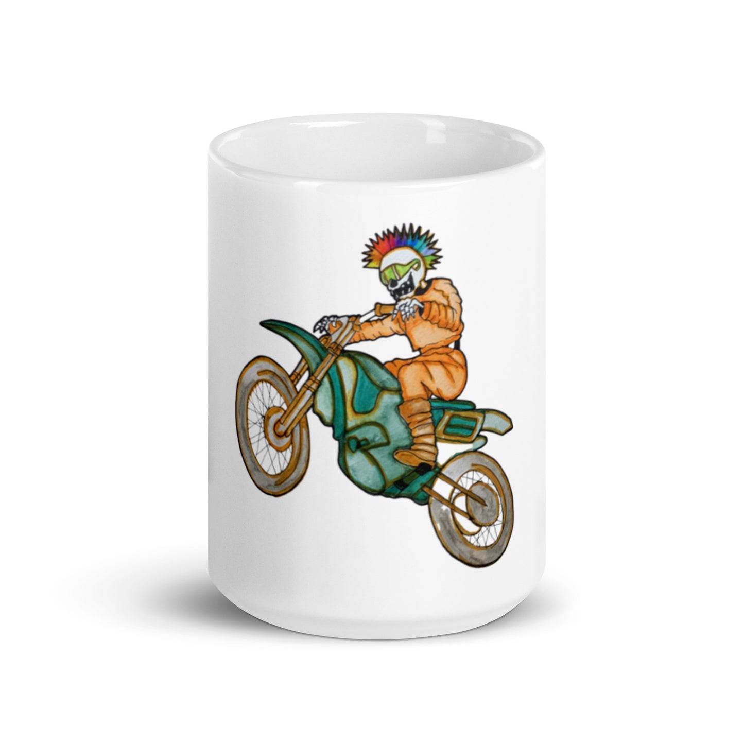 Bikerbones Mohawk White Glossy Mug