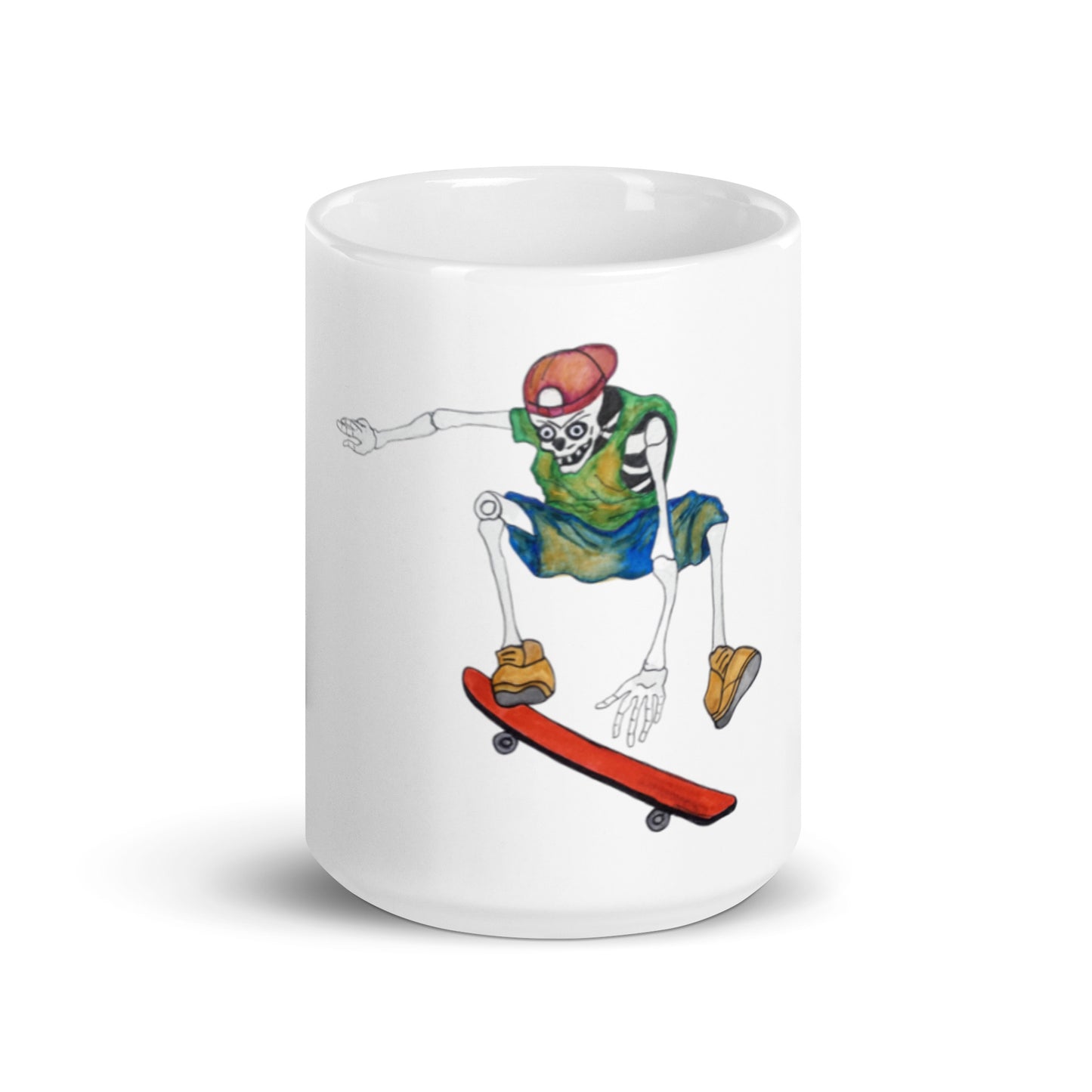 Skaterbones Jump White glossy mug