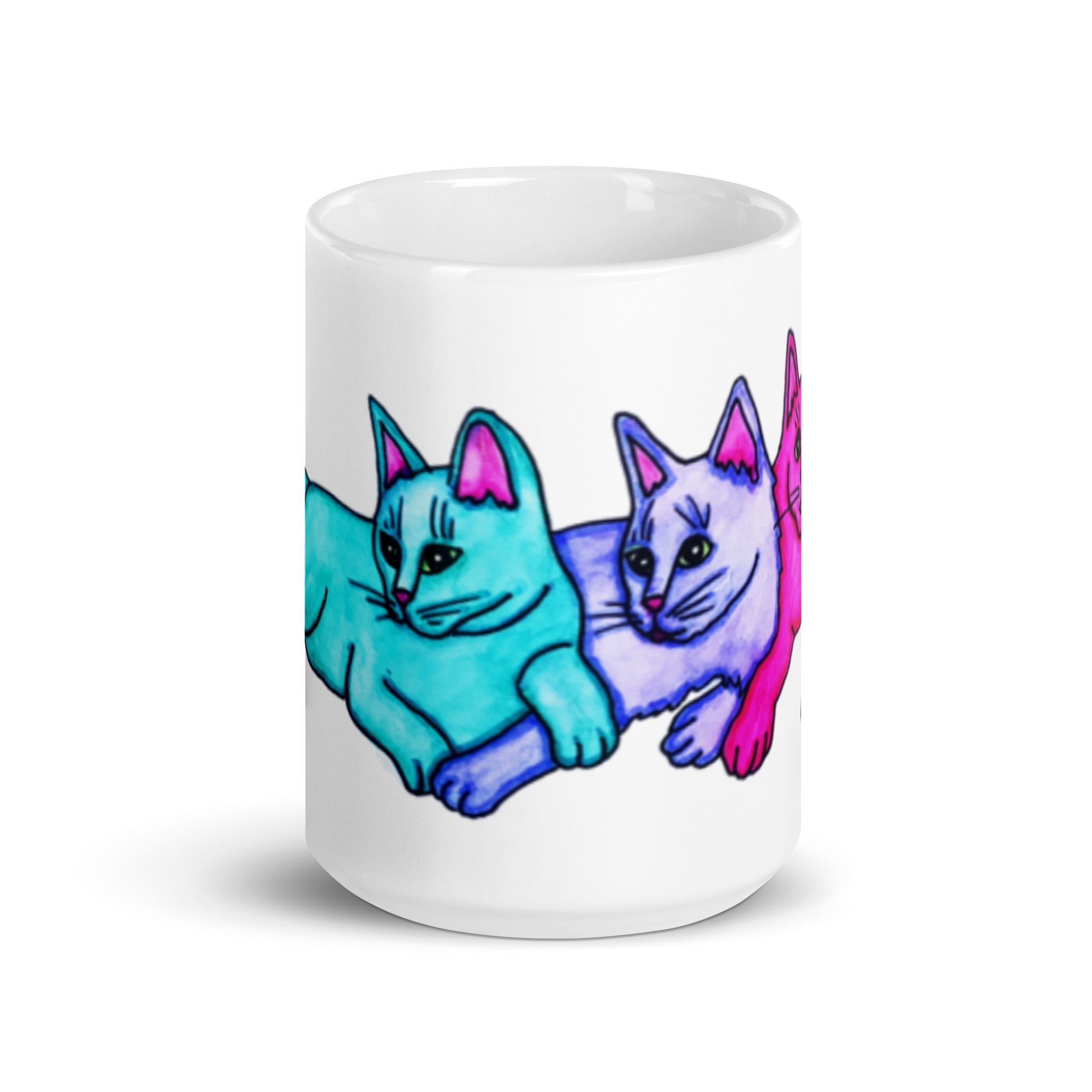 Three Color Cats White glossy mug - Art Love Decor