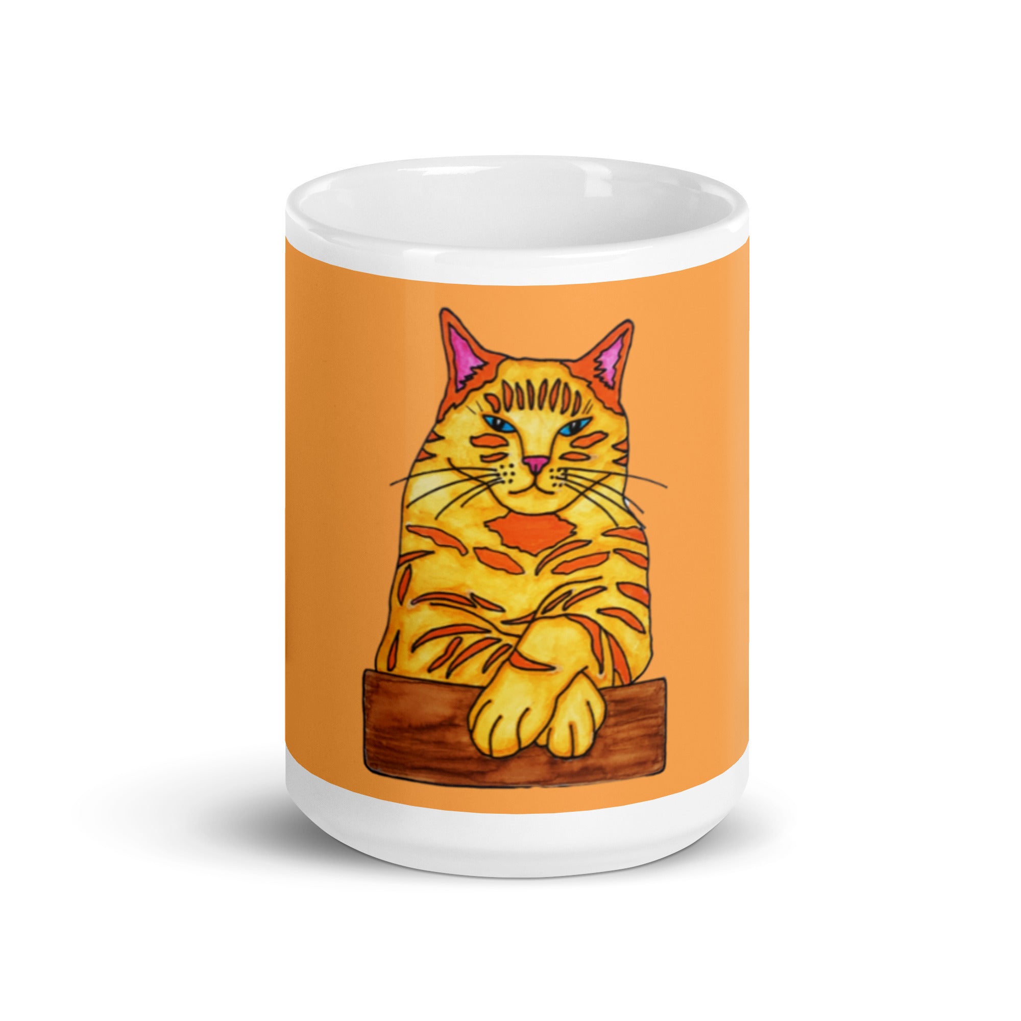 Big Ginger Cat White glossy mug - Art Love Decor