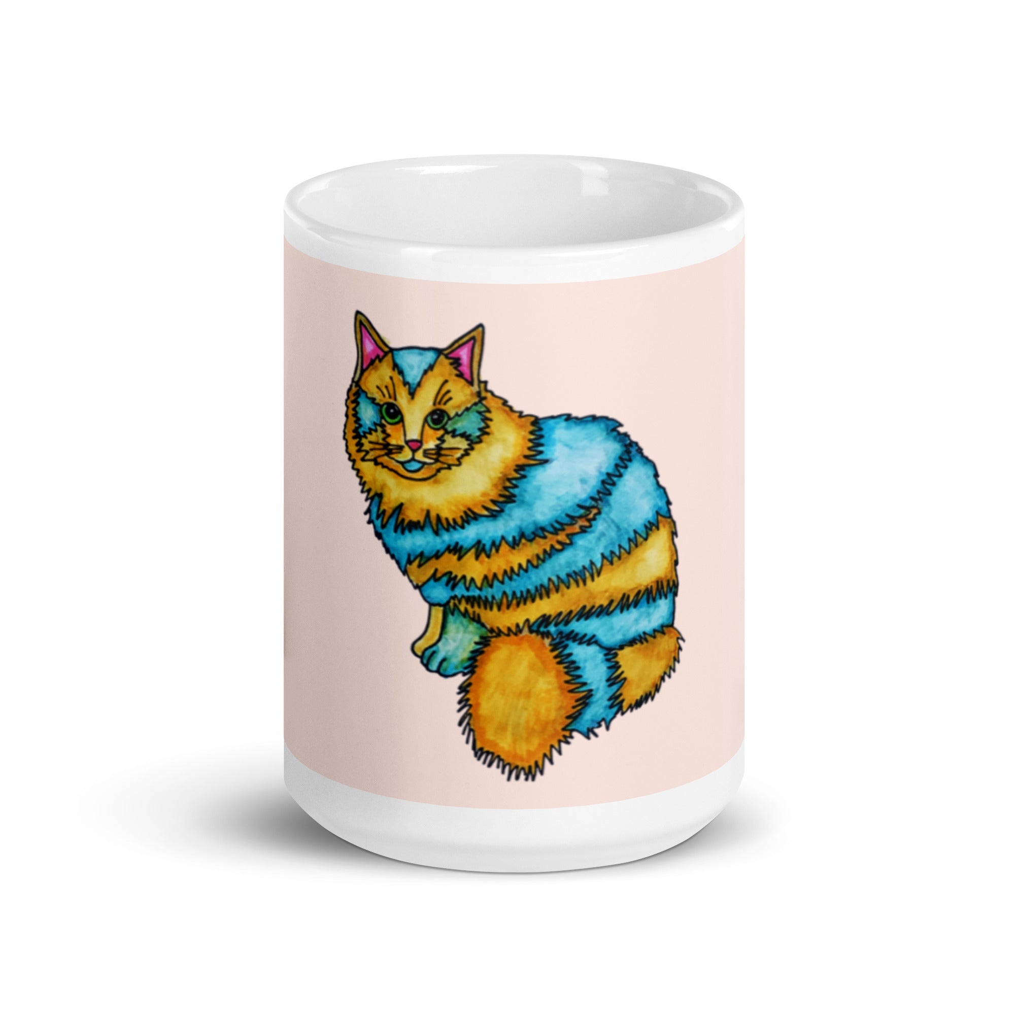 Two Toned Cat White glossy mug - Art Love Decor