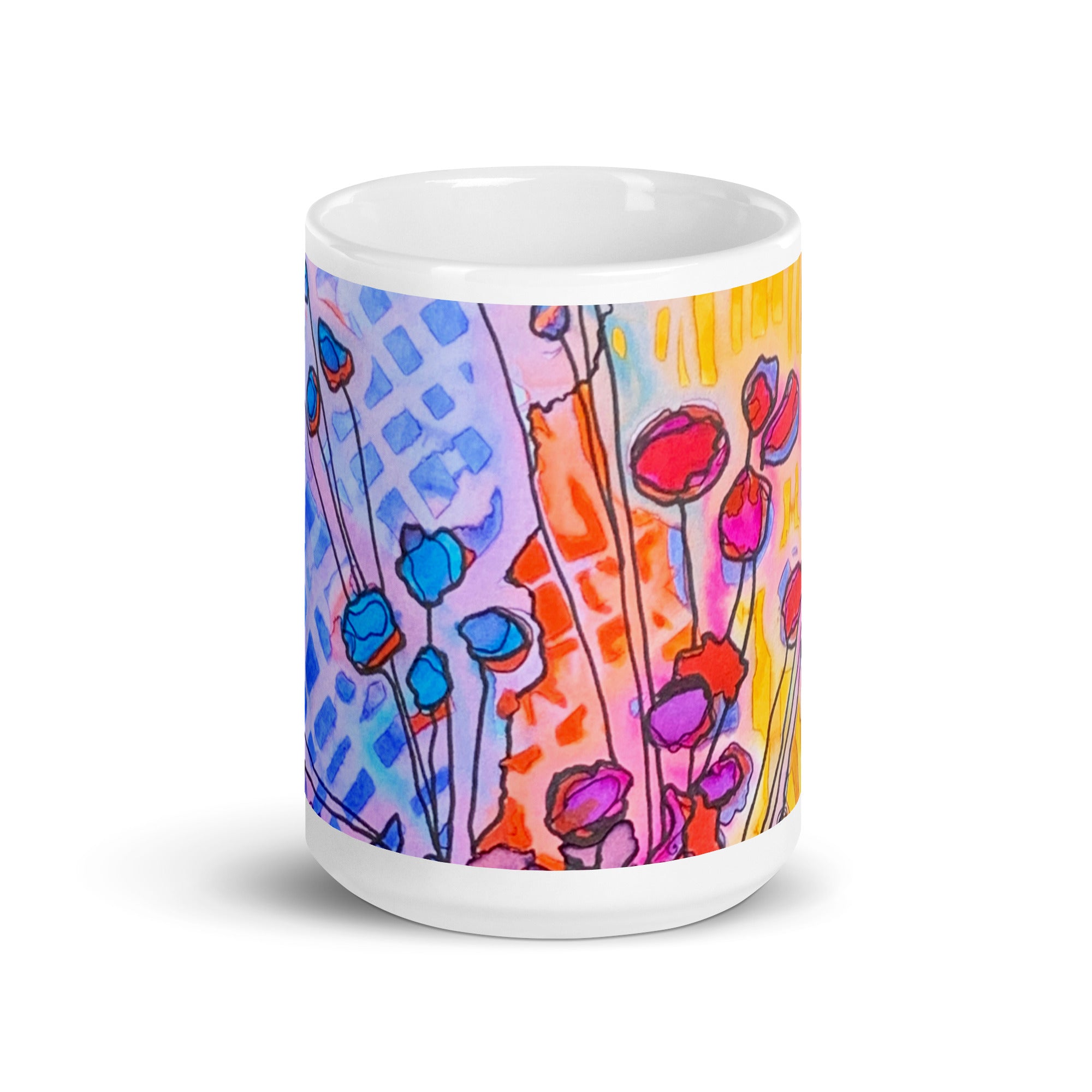 Flower Pot Abstract White glossy mug - Art Love Decor