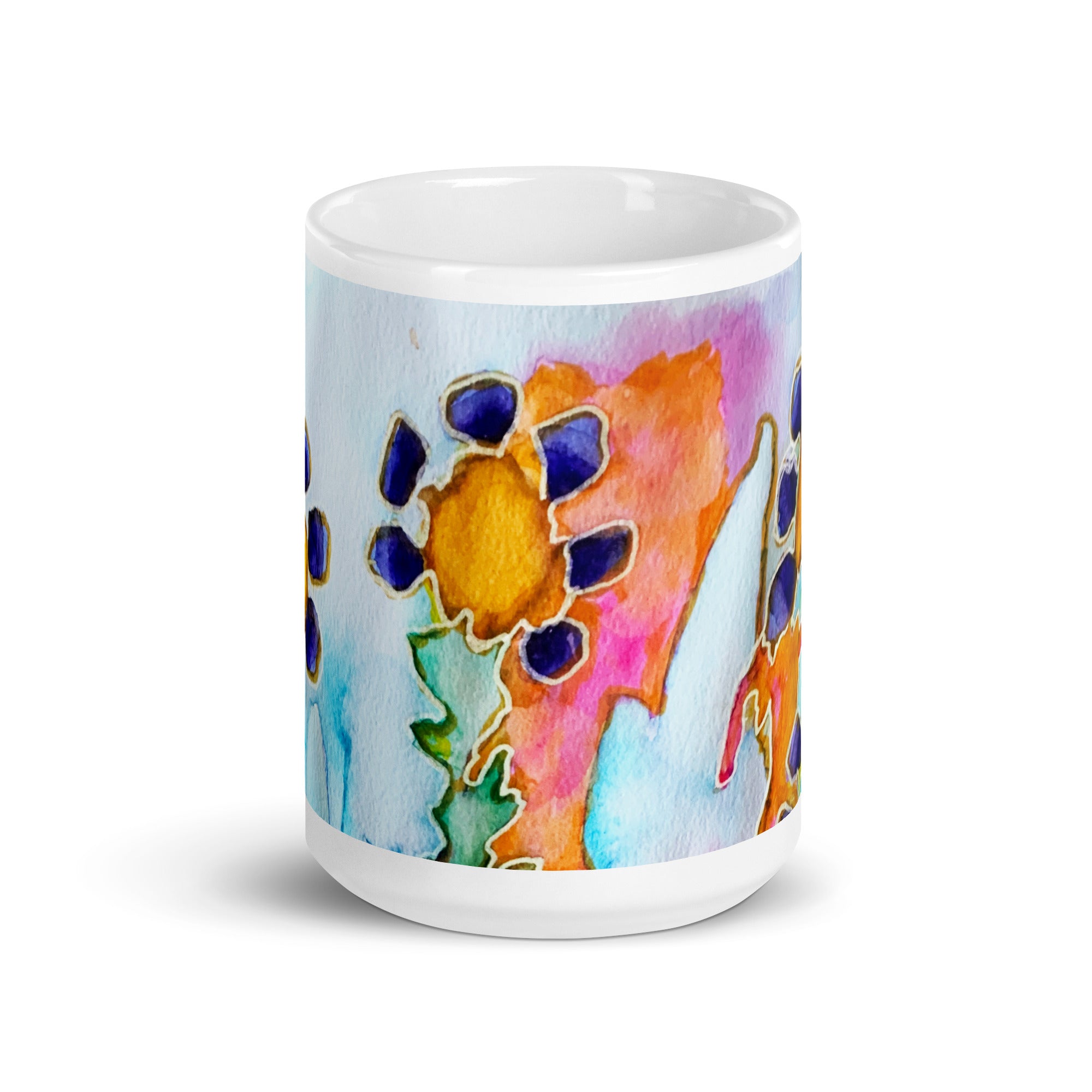 Dark Blooms Abstract White glossy mug - Art Love Decor