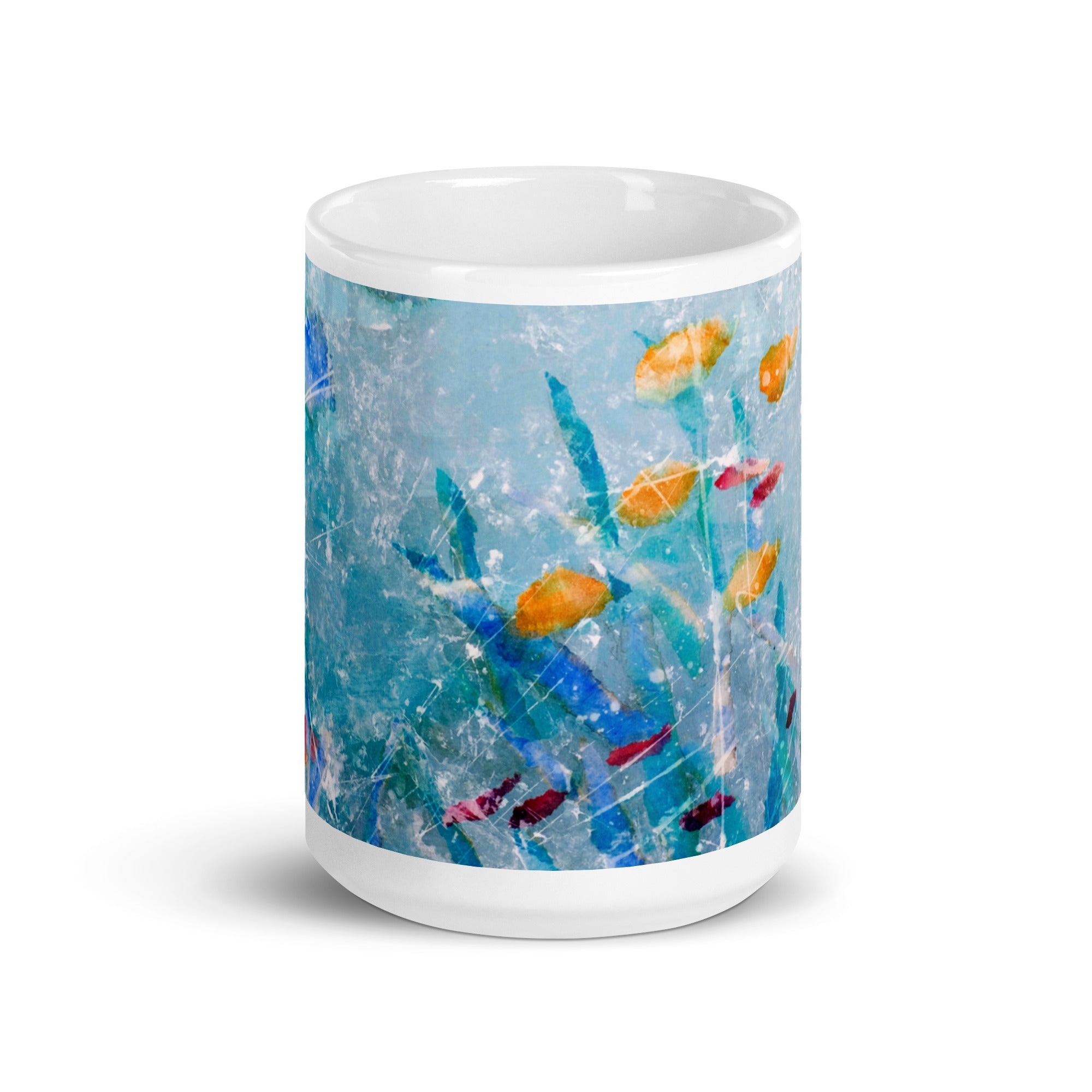 Aqua Sea Abstract White glossy mug - Art Love Decor