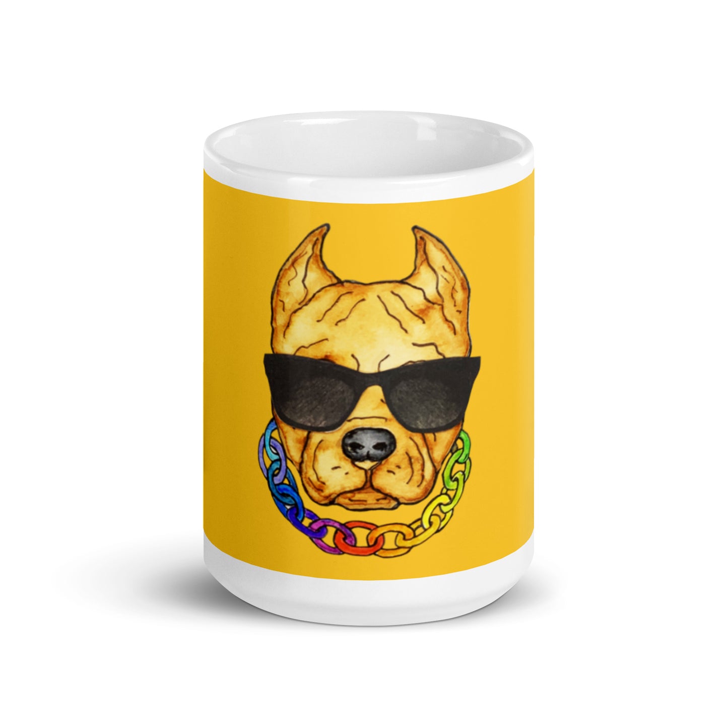 Pit Bull Dog Shades White glossy mug