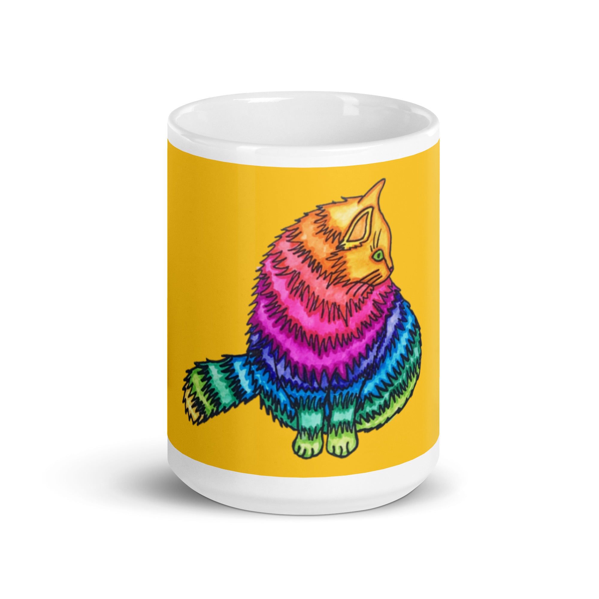 Rainow Cat Gold White glossy mug - Art Love Decor