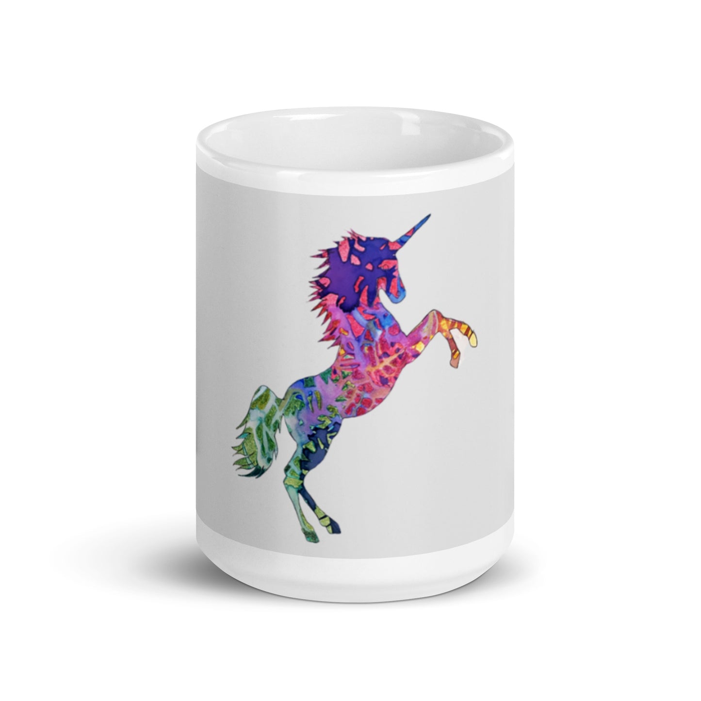 Bucking Horse Unicorn White glossy mug