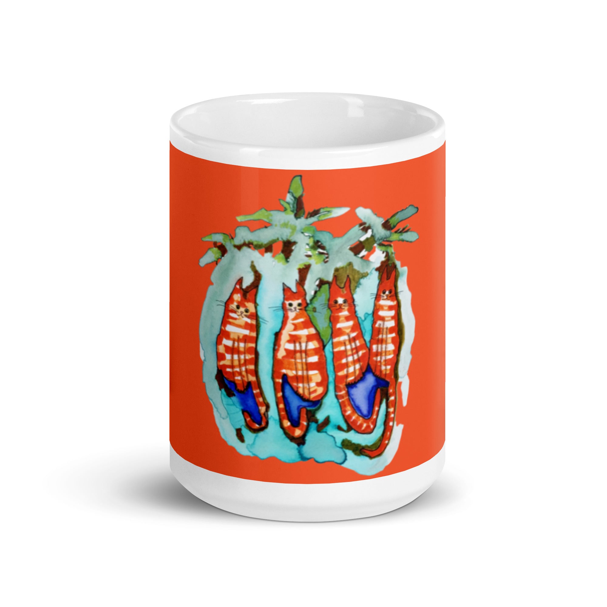 Four Ginger Cats glossy mug - Art Love Decor