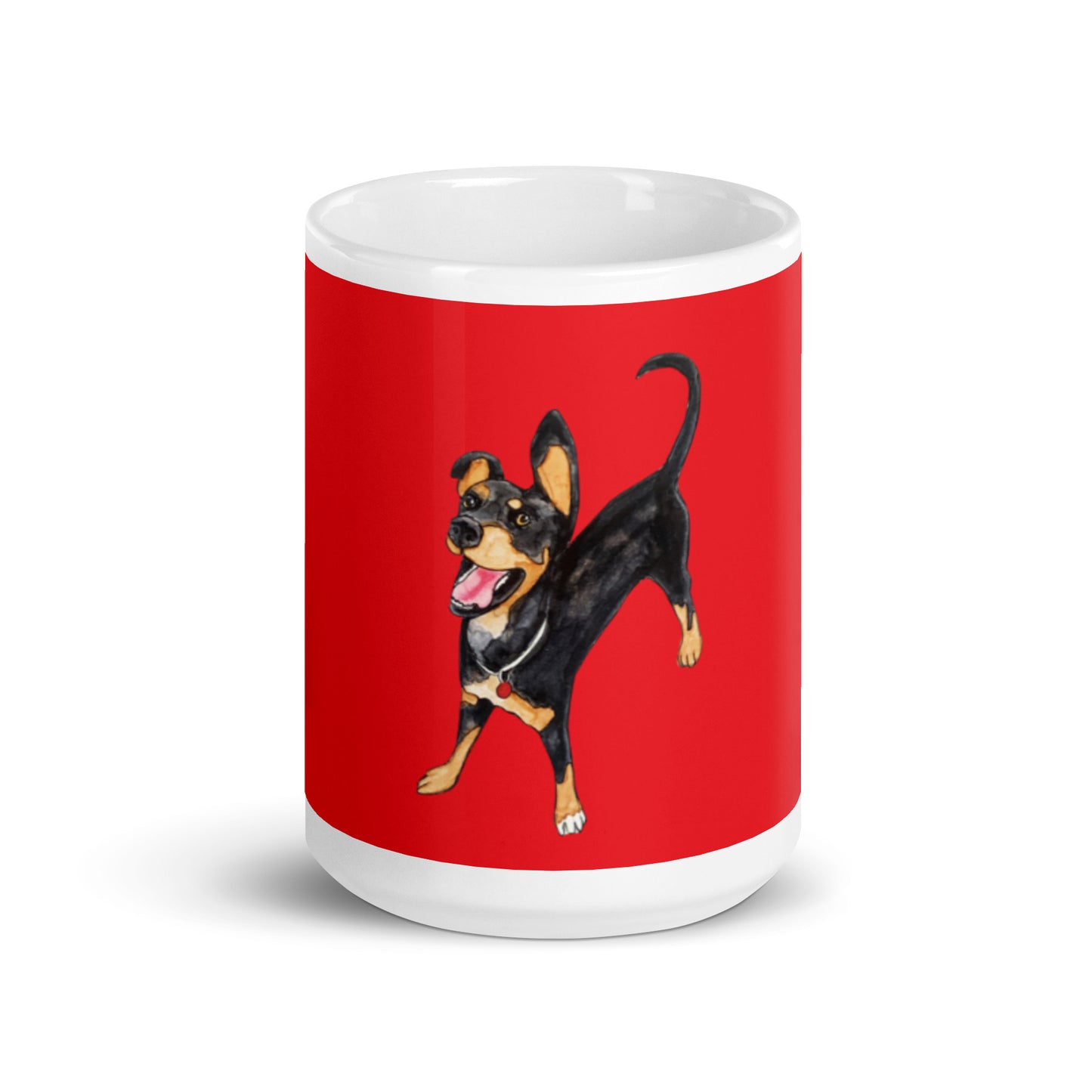 Happy Dog red glossy mug