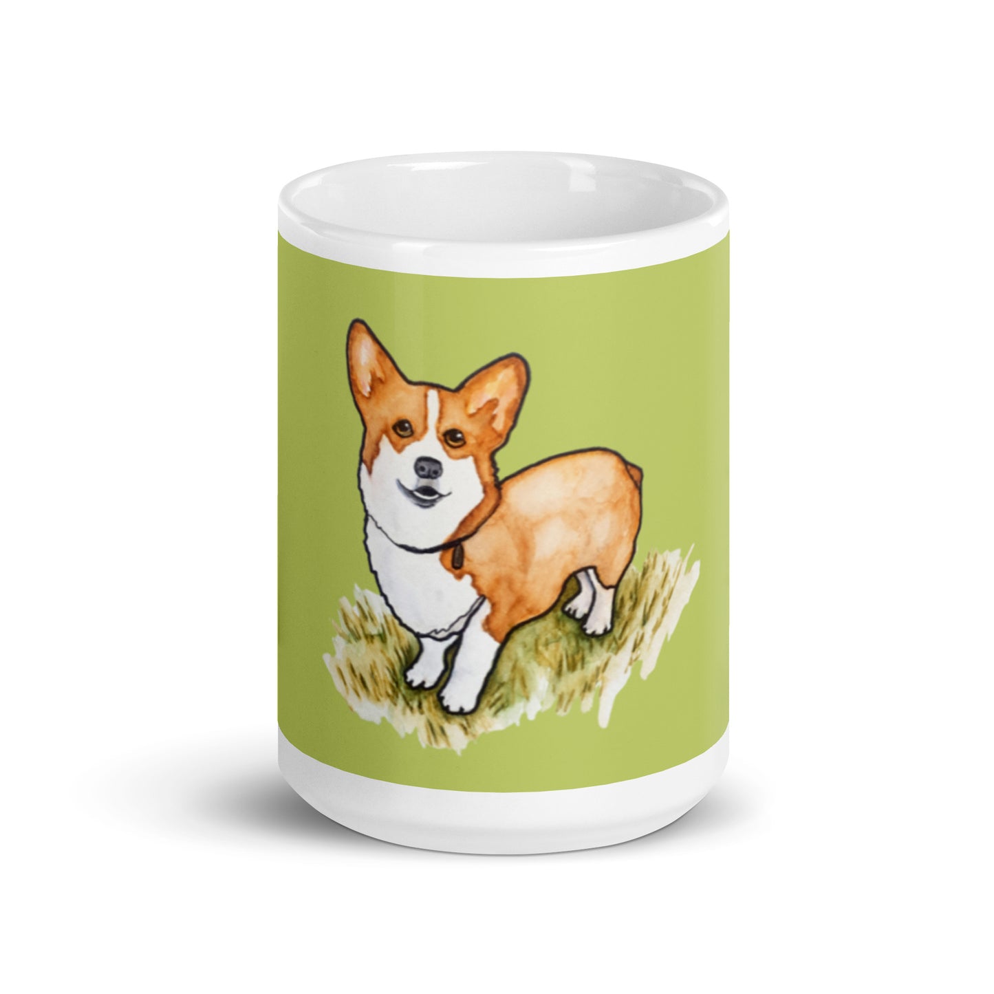 Corgi Dog green glossy mug