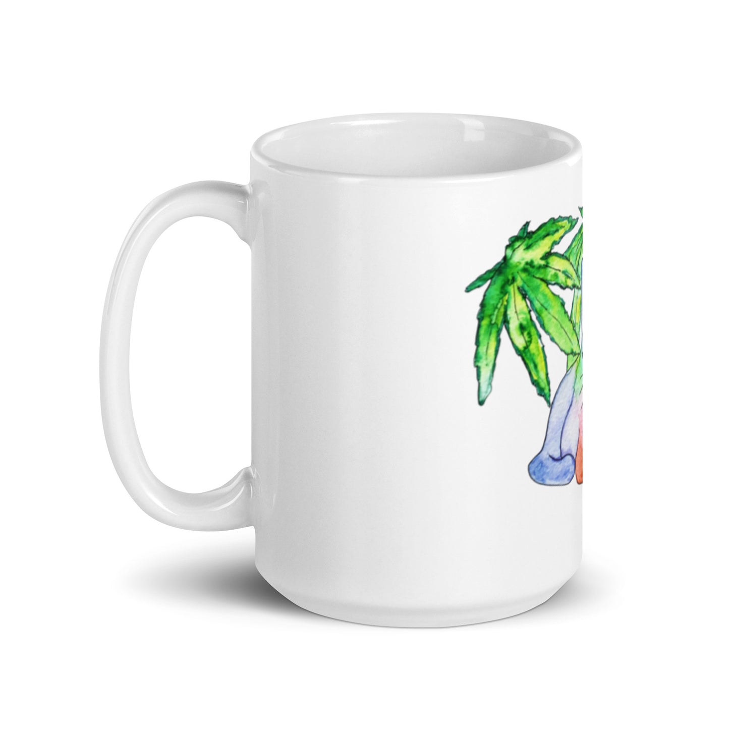 Cool Rainbow Cat White glossy mug