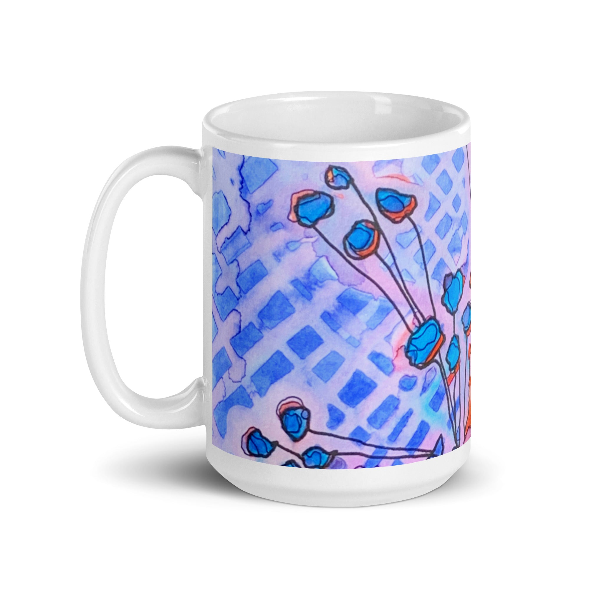 Flower Pot Abstract White glossy mug - Art Love Decor