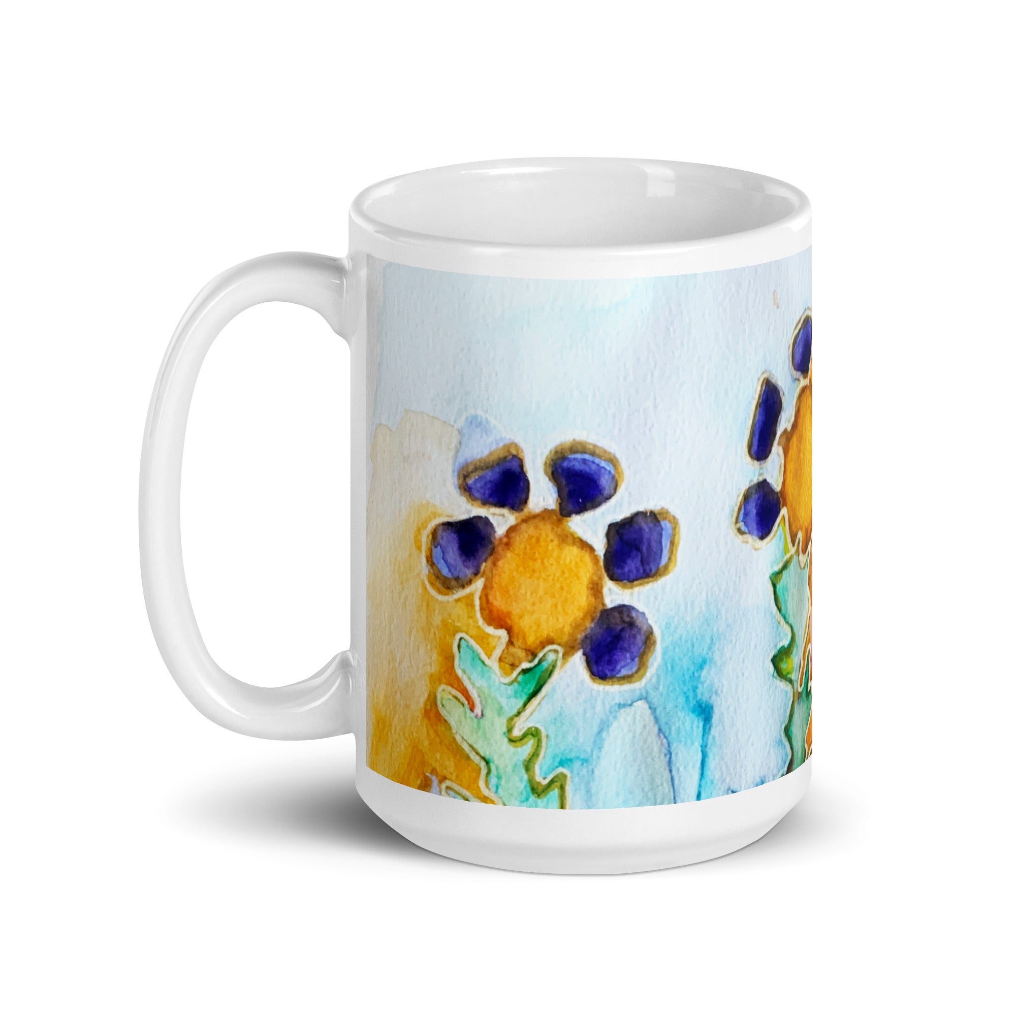 Dark Blooms Abstract White glossy mug - Art Love Decor