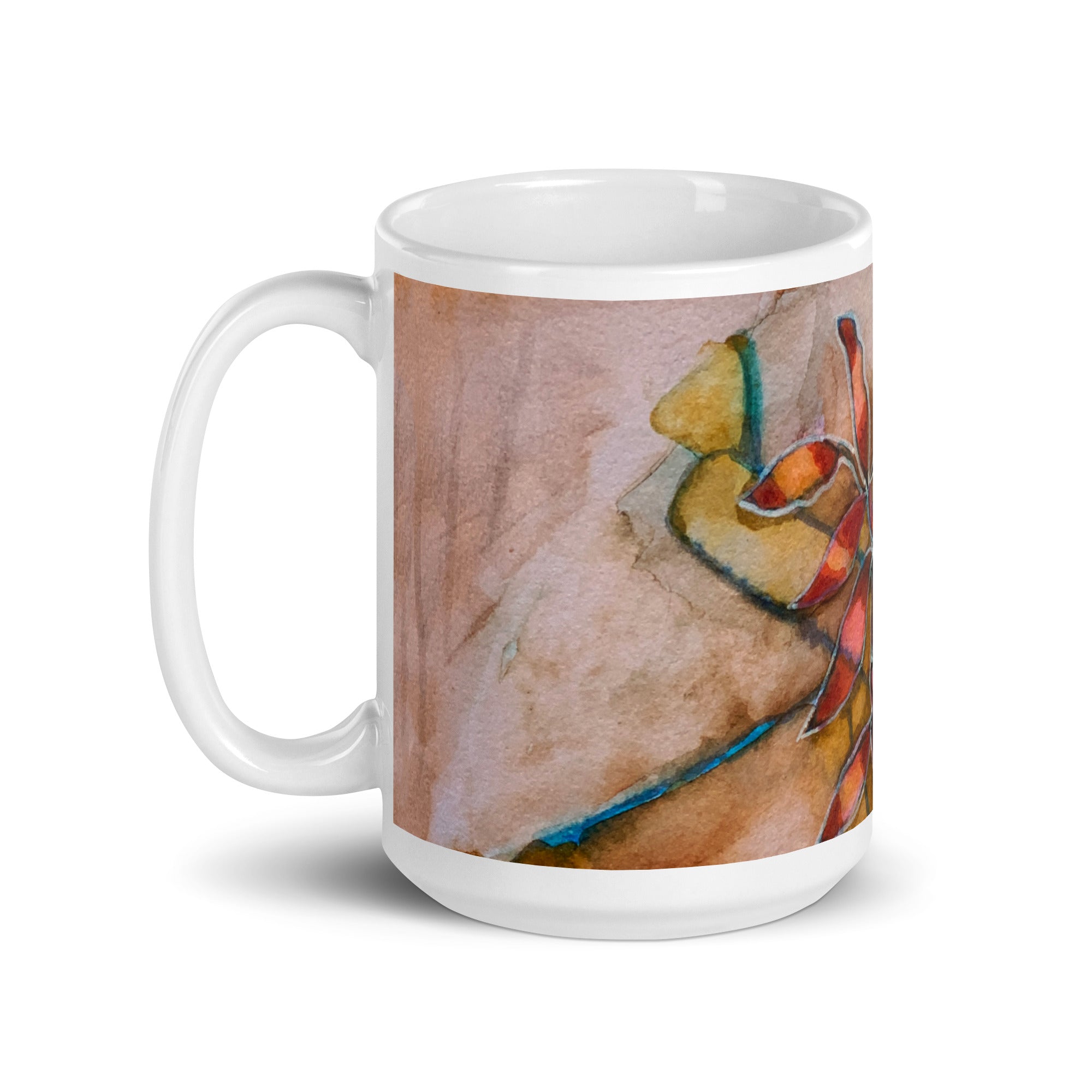 Red Leaves Abstract White glossy mug - Art Love Decor