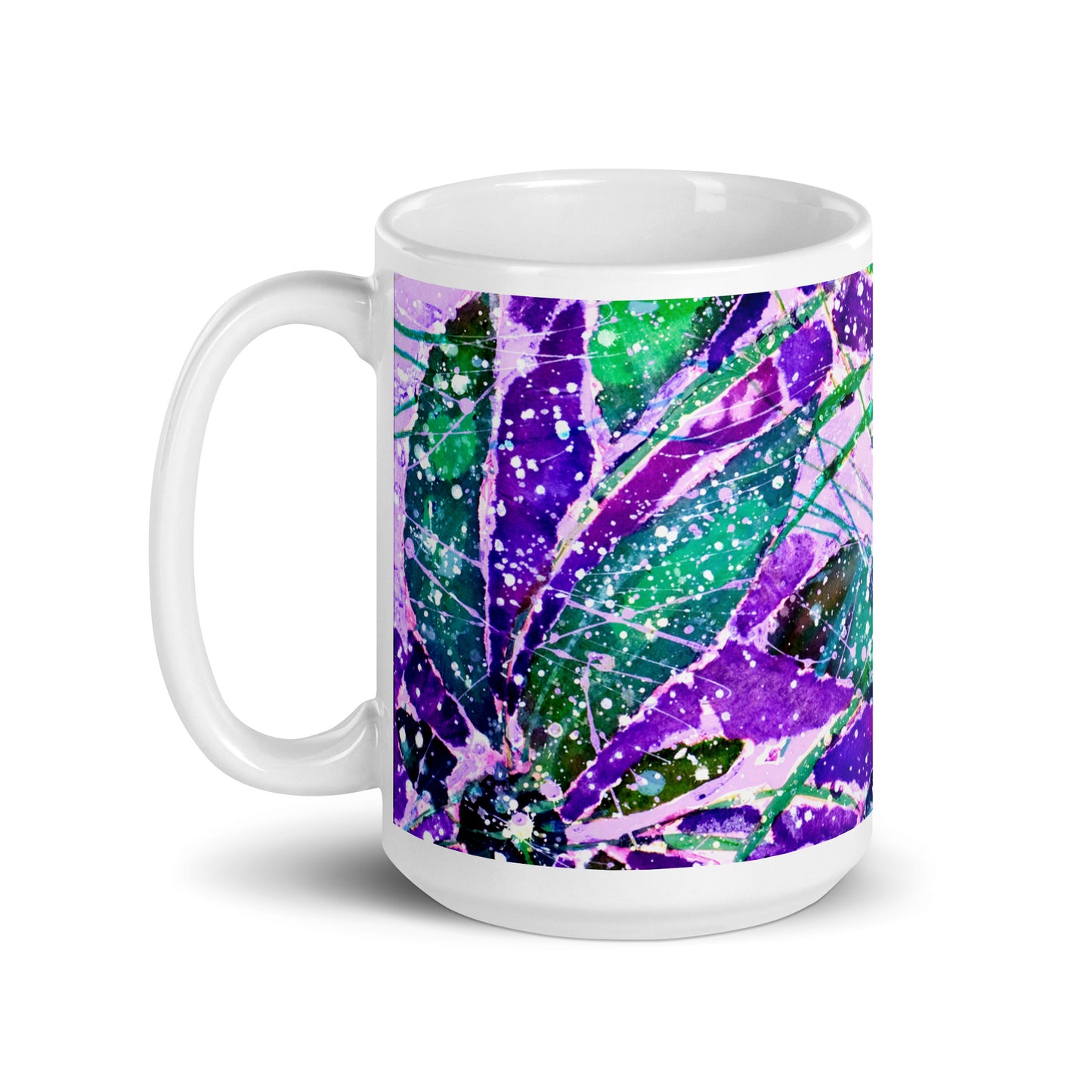 Purple Flowers Abstract White glossy mug