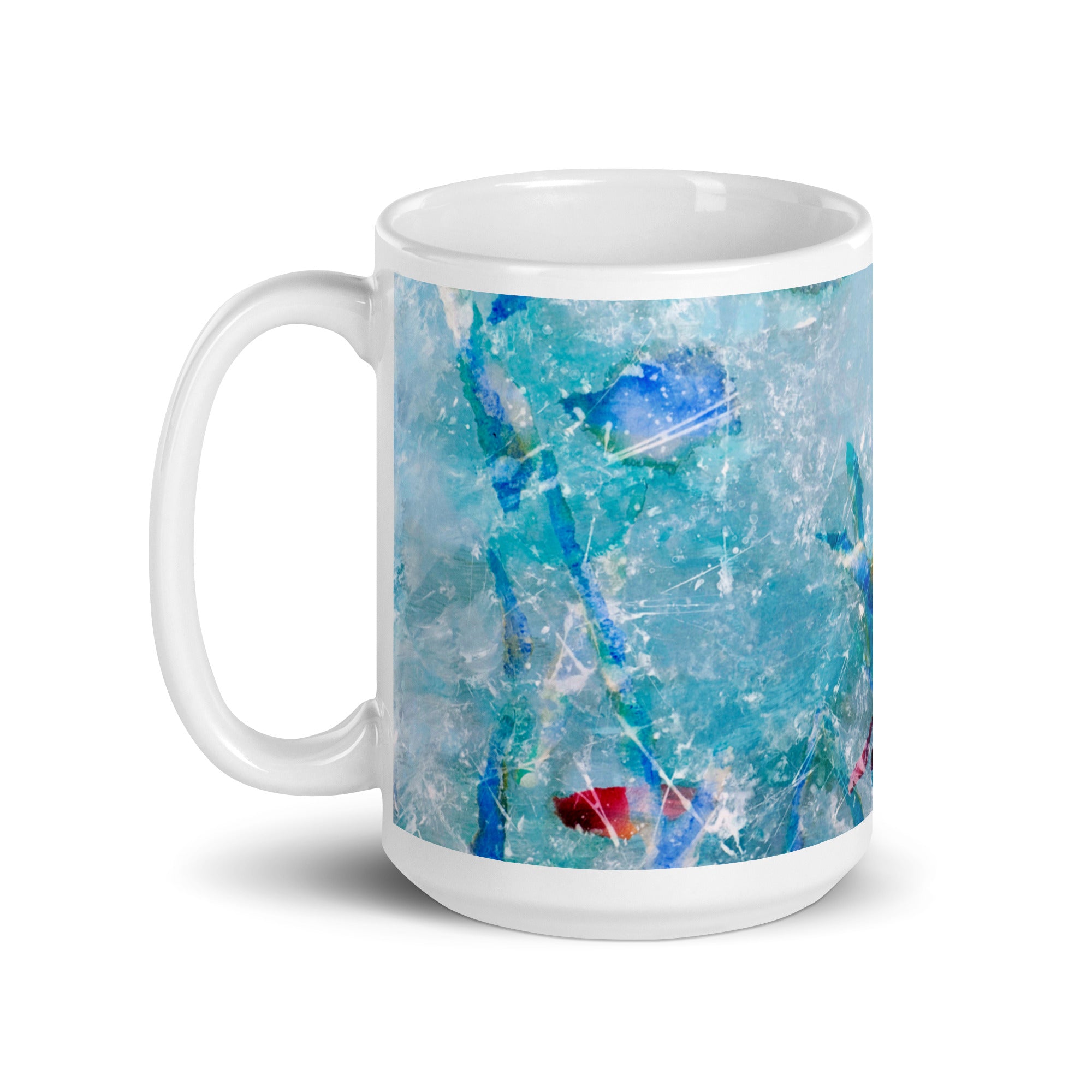 Aqua Sea Abstract White glossy mug - Art Love Decor