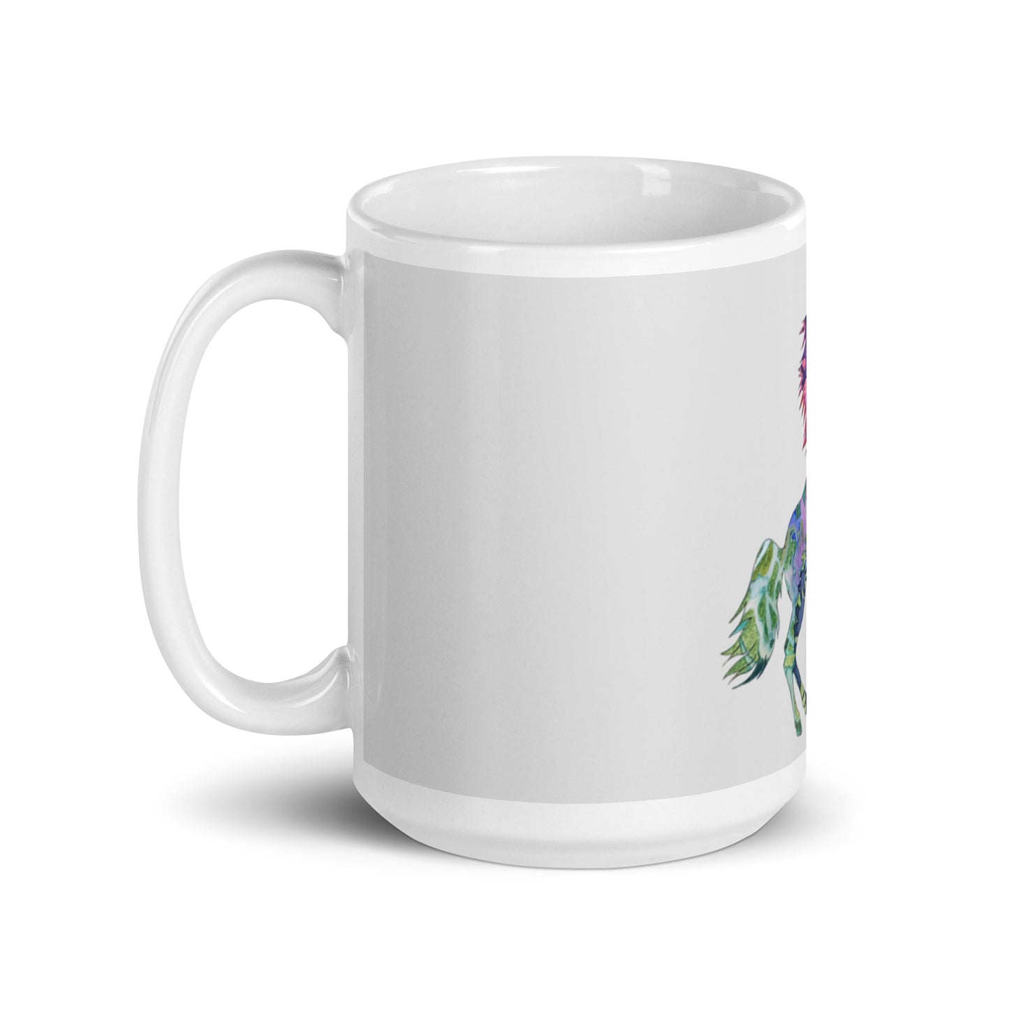 Bucking Horse Unicorn White glossy mug