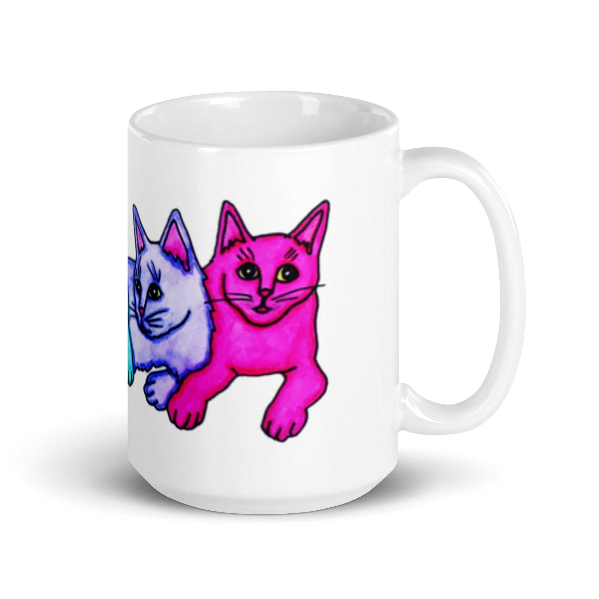 Three Color Cats White glossy mug - Art Love Decor